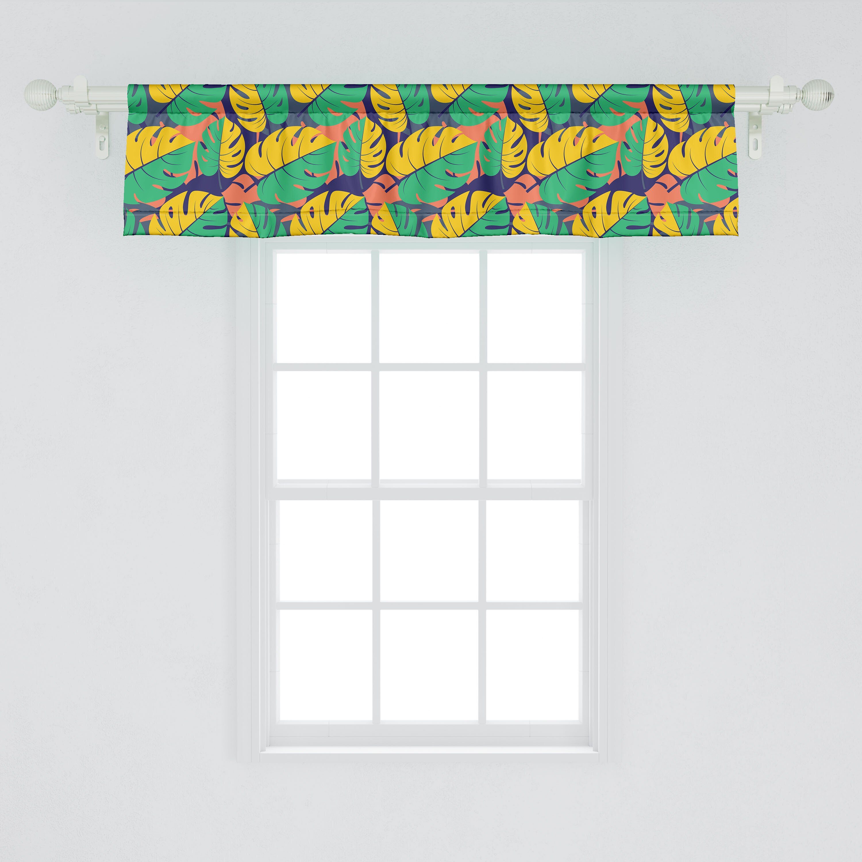 Scheibengardine Vorhang Volant für Küche Exotisch mit Schlafzimmer Stangentasche, Dschungel Abstrakt Abakuhaus, tropischen Microfaser, Dekor