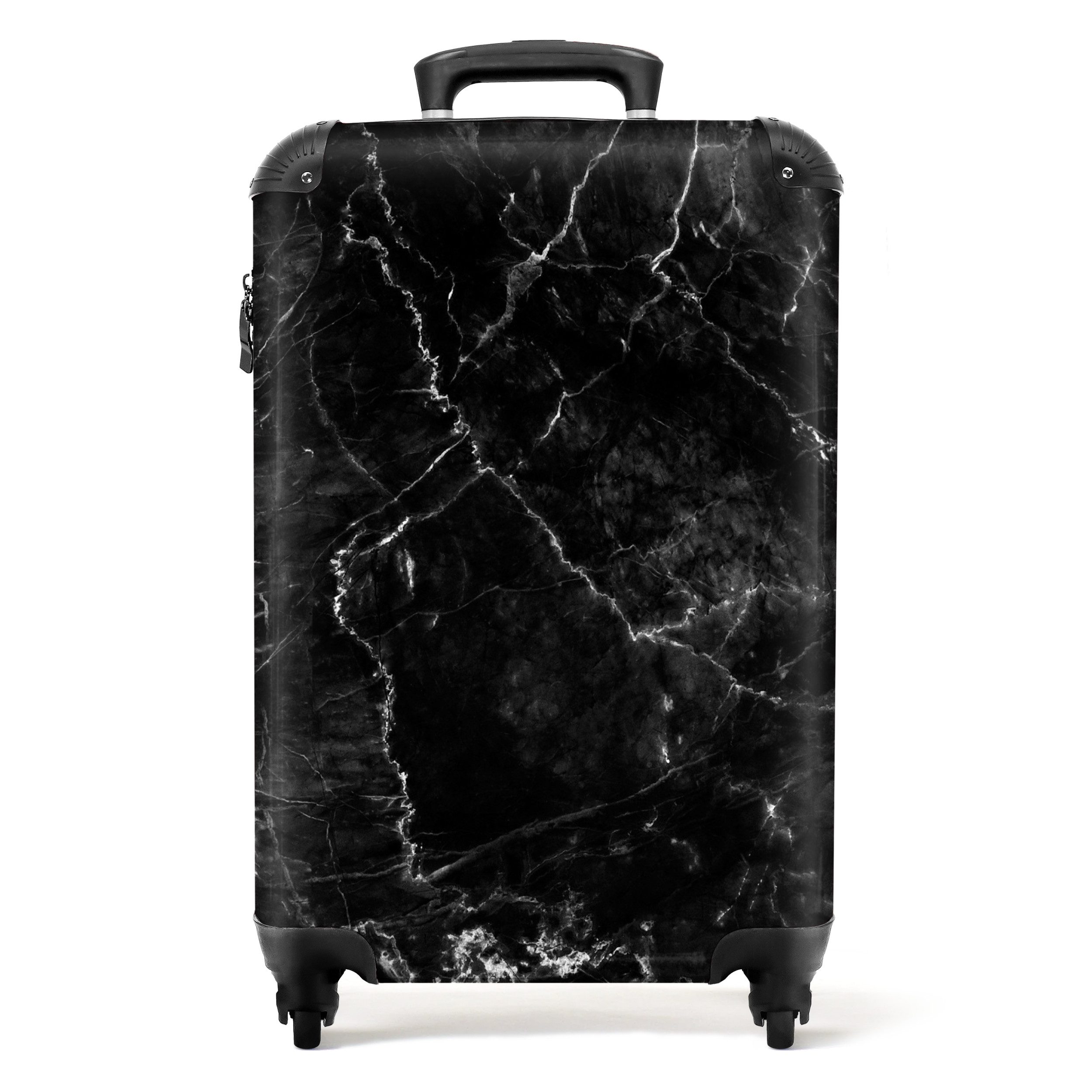 NoBoringSuitcases.com© Hartschalen-Trolley Marmor - Schwarz - Weiß - Marmoroptik 55x35x20cm, 4 Rollen, Reisetasche mit Rollen, Koffer Handgepäck Flugzeug
