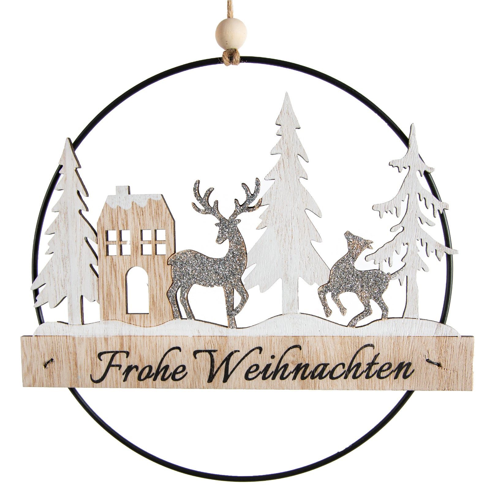 Logbuch-Verlag Dekofigur Türkranz Wand Anhänger Frohe Weihnachten aus Holz günstig online kaufen