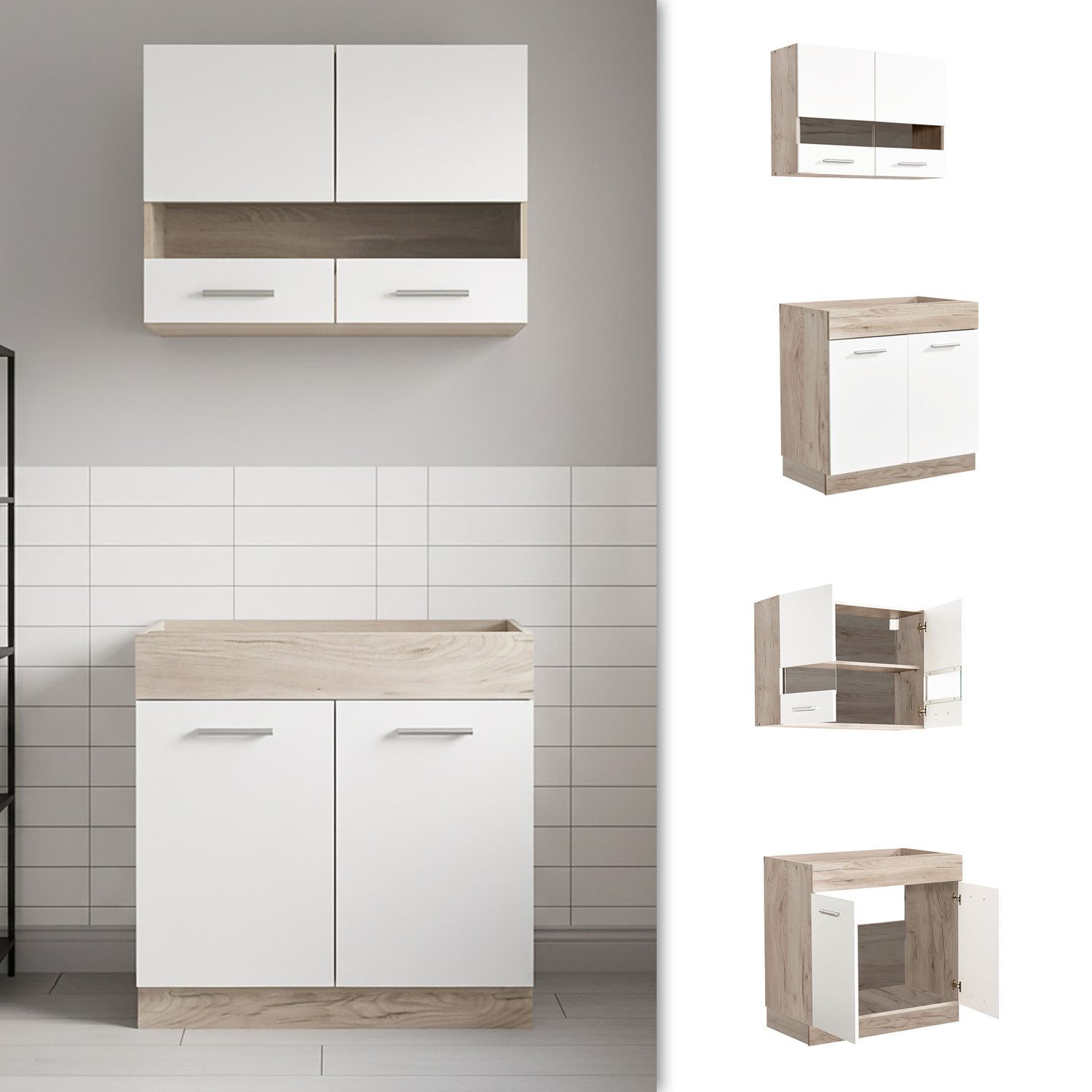 Homestyle4u Küchenzeile 80 cm ohne Geräte klein Singleküche Küchenschränke günstig online kaufen