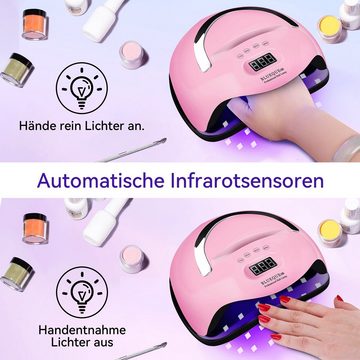 Senmudi Lichthärtungsgerät uv Lampe für Gel Nägel,220W LED UV Nagellampe mit Sensor LCD Display, Professionelle Nagellampe 168W, UV-LED-Lampe verwendet die neueste Dual-Lichtquelle-Technologie