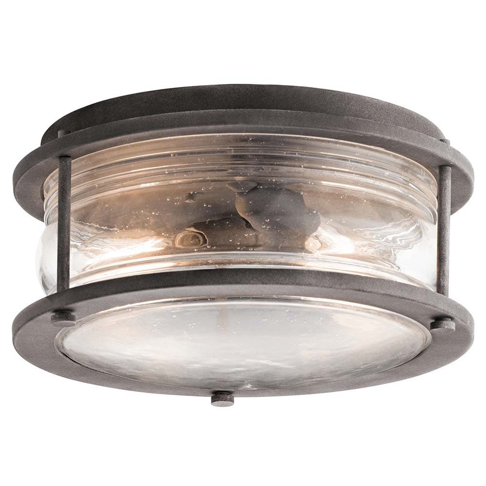 Elstead LIGHTING Außen-Deckenleuchte, Leuchtmittel nicht inklusive, Außenleuchte Deckenleuchte Stahl Glas D 30,5 cm 1 Flammig Vordach