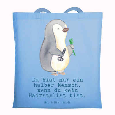 Mr. & Mrs. Panda Tragetasche Hairstylist Herz - Sky Blue - Geschenk, Stoffbeutel, Frisör, Beutel, (1-tlg), Modisches Design