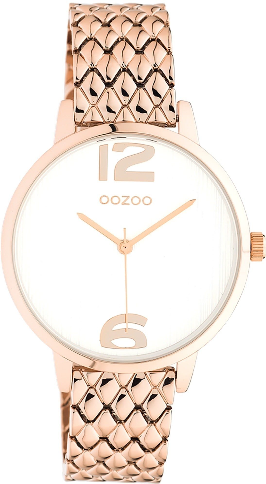 OOZOO Quarzuhr Oozoo Unisex Armbanduhr roségold Analog, Damen, Herrenuhr  rund, (ca. 38mm) Edelstahlarmband, Elegant-Style