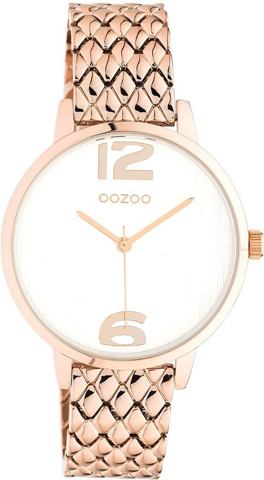 OOZOO Quarzuhr Oozoo Unisex Armbanduhr roségold Analog, Damen, Herrenuhr  rund, (ca. 38mm) Edelstahlarmband, Elegant-Style