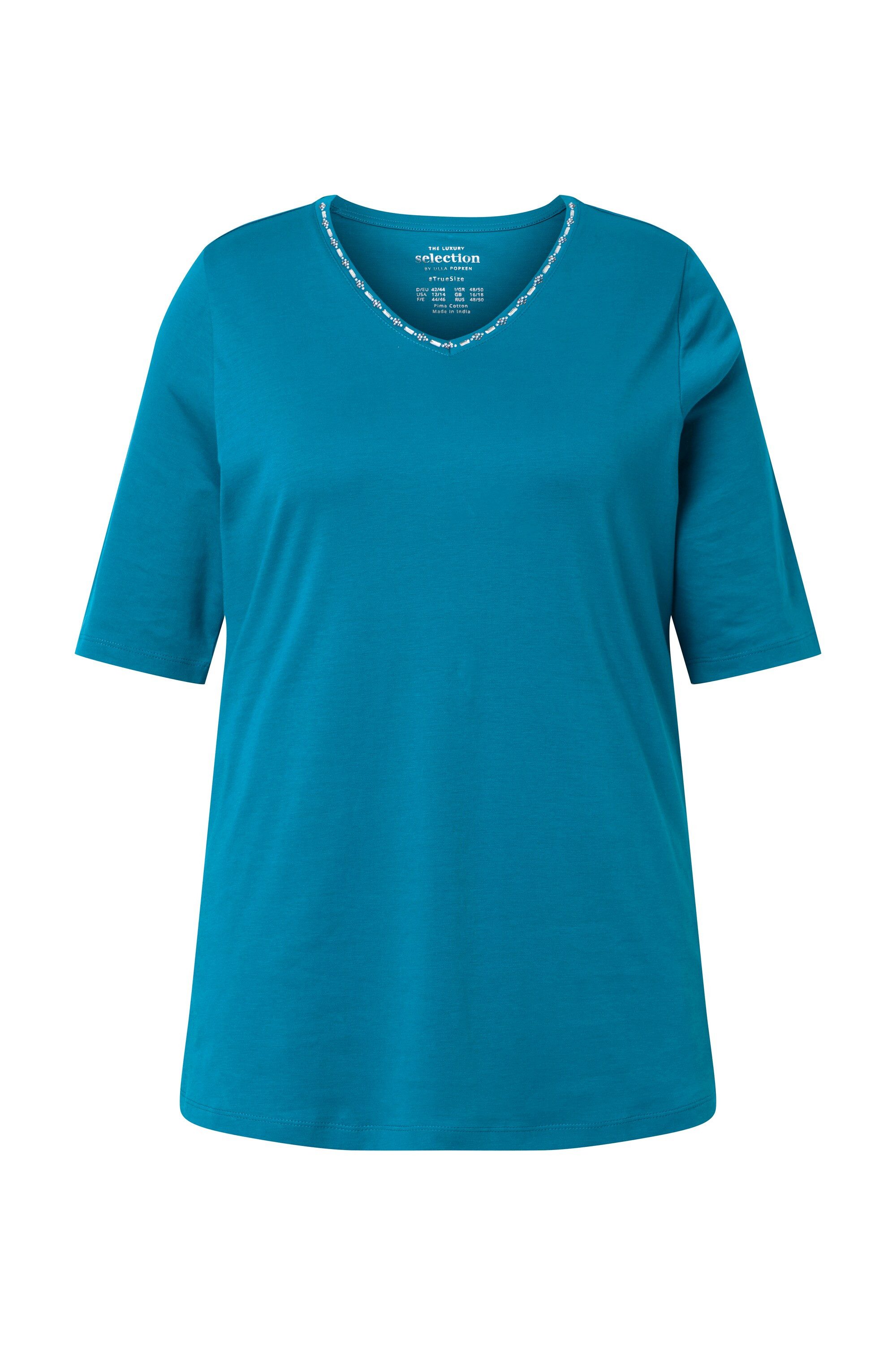 T-Shirt T-Shirt A-Linie V-Ausschnitt Halbarm Pima Cotton
