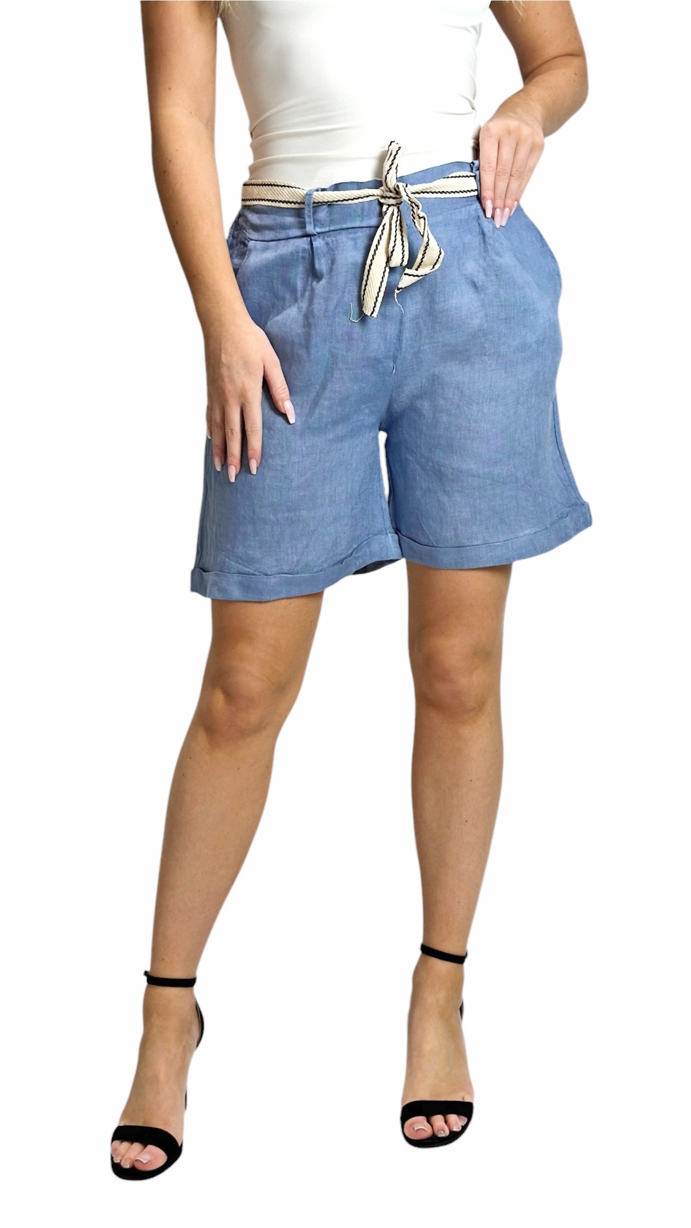 Mississhop Leinenhose Bermuda 100% Leinen Shorts günstig online kaufen