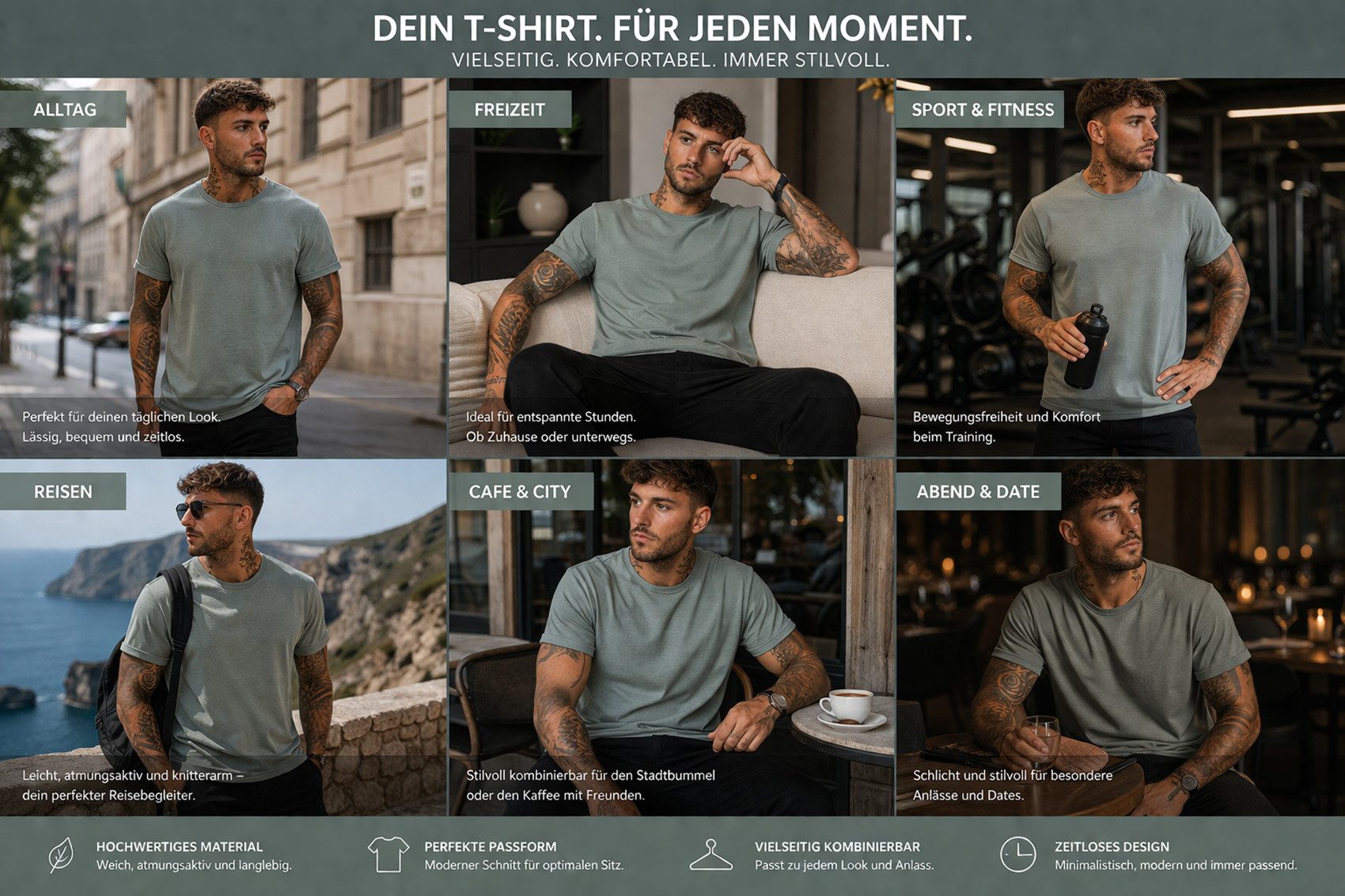 SUBLEVEL T-Shirt Herren Shirt Long Shaped lang geschnitten schwere Qualität