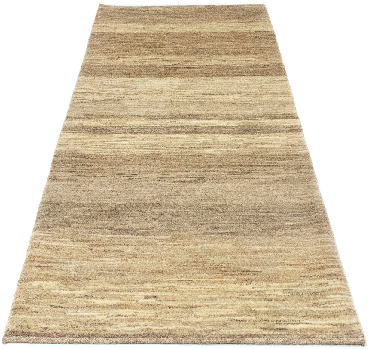 Wollteppich Gabbeh Teppich handgeknüpft naturweiß, morgenland, handgeknüpft rechteckig, Höhe: 18 mm