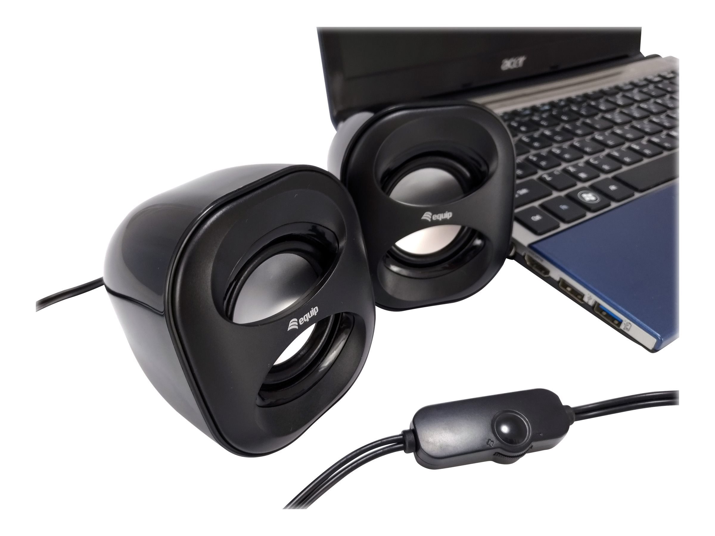 USB Lautsprecher f. Notebook DATA EQUIP Mini PC, schwarz u. DIGITAL PC-Lautsprecher
