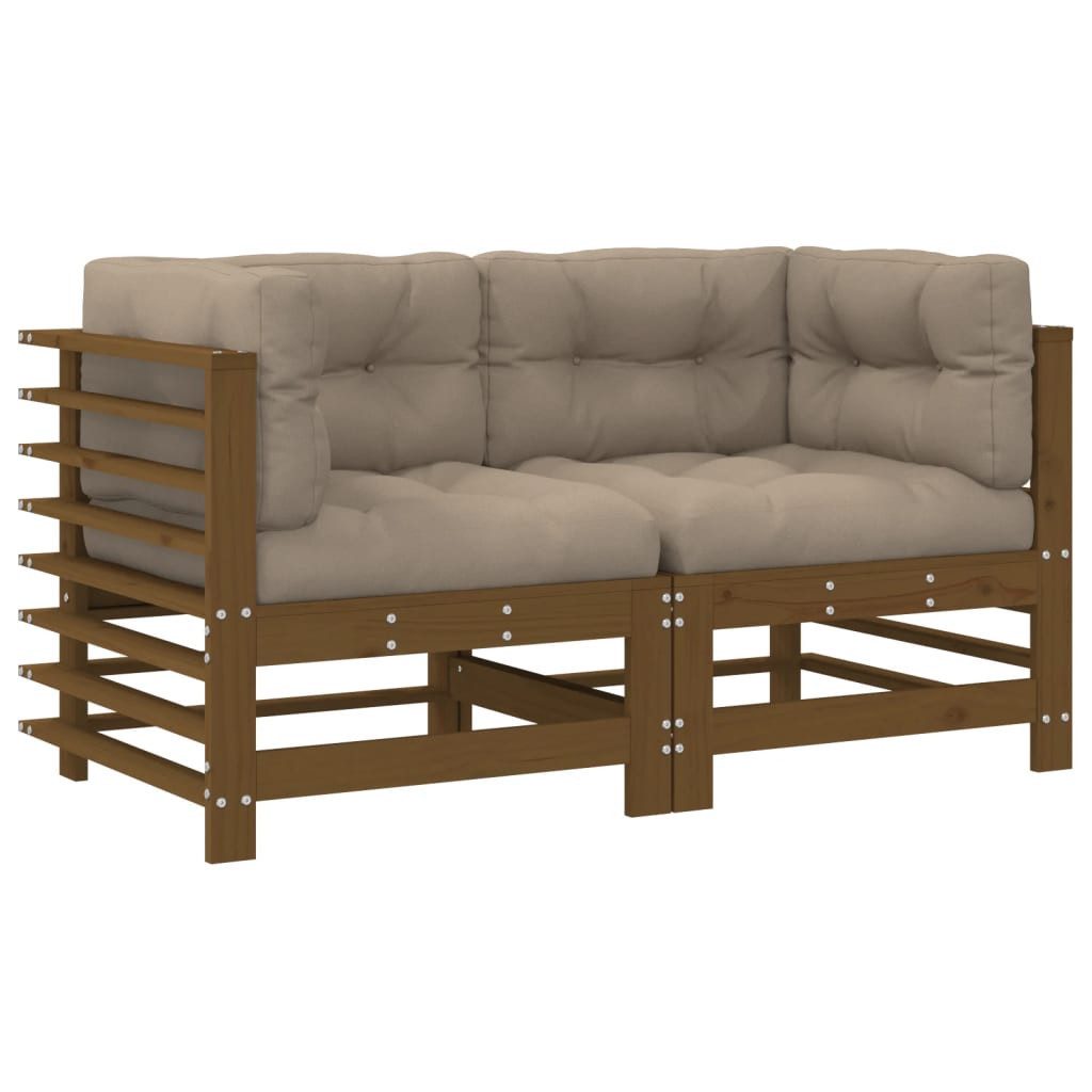 vidaXL Gartenlounge-Eckteil, Ecksofas mit Kissen 2 Stk. Honigbraun Massivholz Kiefer