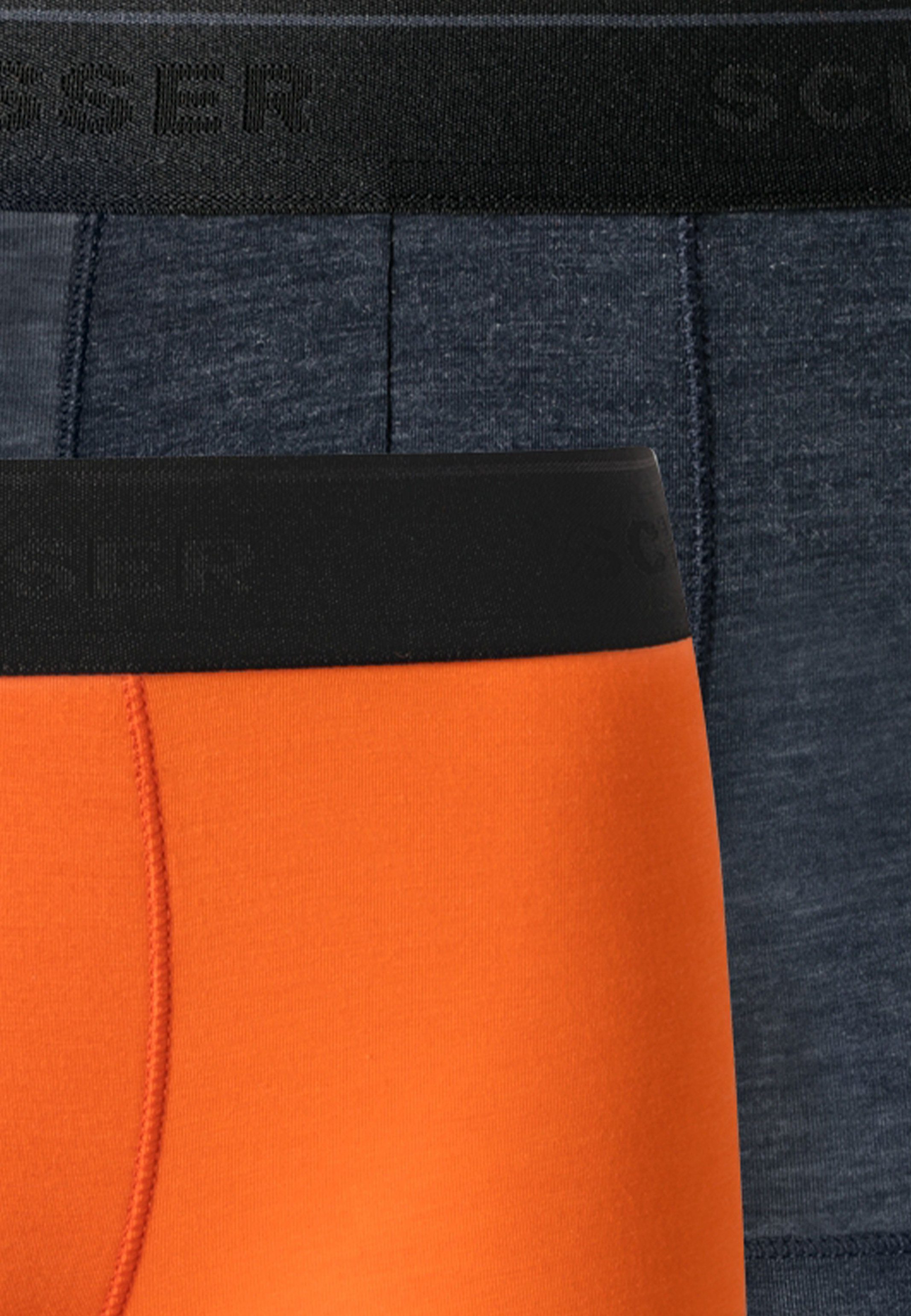 Personal - Retro / Grau Schiesser geprägtem Pant Orange (Spar-Set, Short Fit Boxer 2-St) Webgummibund 2er Retro Pack / mit Logo-Schriftzug