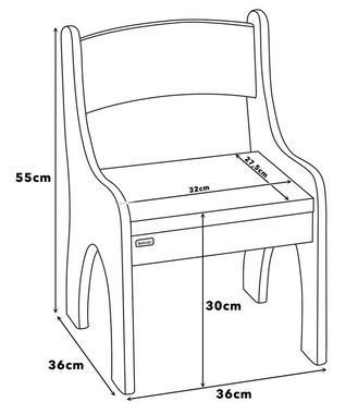 BioKinder - Das gesunde Kinderzimmer Kindersitzgruppe Levin, mit Tisch und zwei Stühlen, Sitzhöhe 30 cm