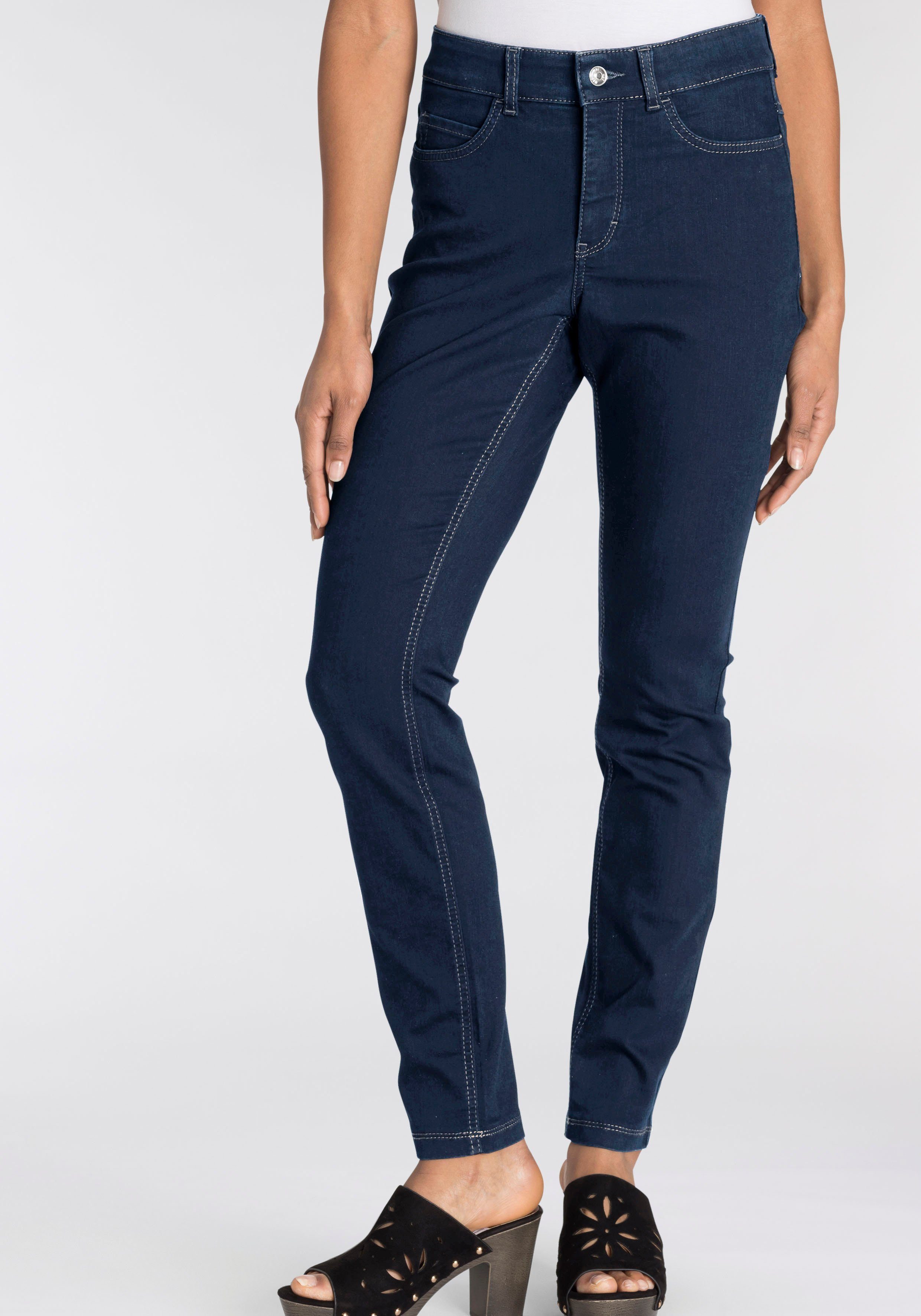 Tag Qualität Skinny-fit-Jeans Hiperstretch-Skinny bequem MAC den basic Power-Stretch new blue ganzen sitzt dark wash