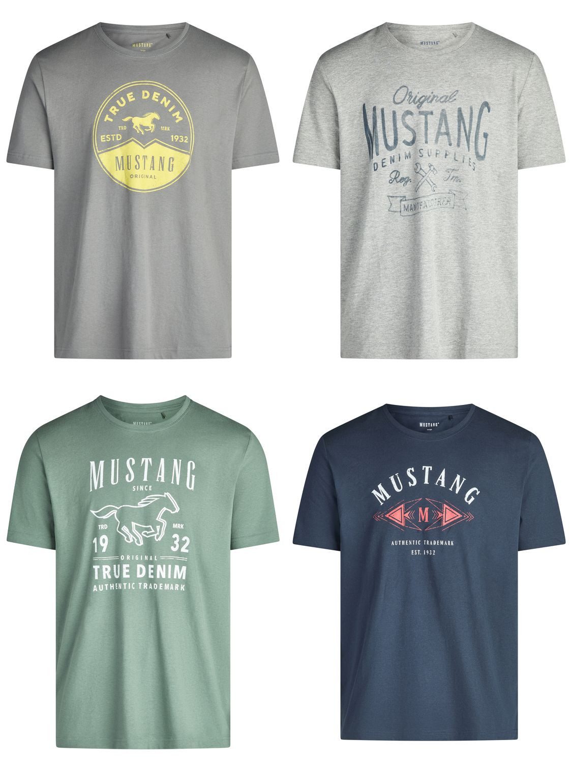 T-Shirt Herren Printshirt 4er Pack Set Regular Fit