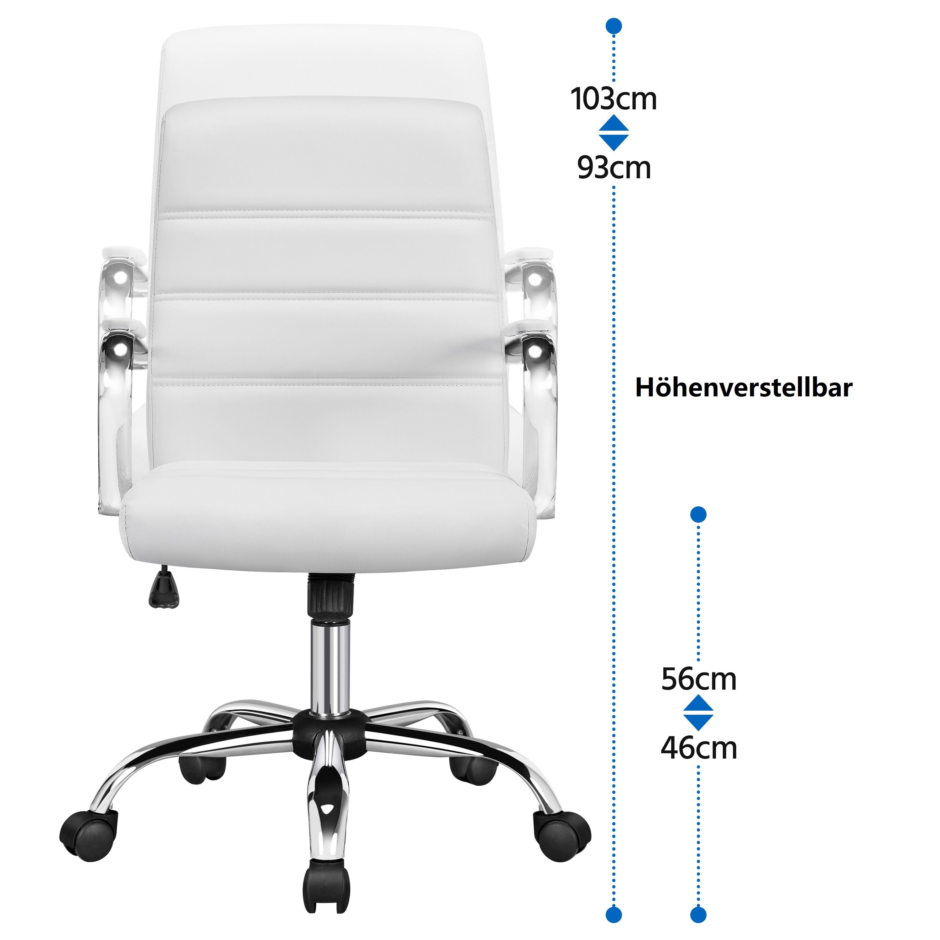 Bürostuhl mit Drehstuhl, Yaheetech Schreibtischstuhl Weiß Wippfunktion