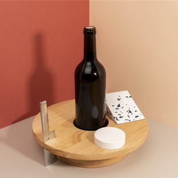DOIY Käsebrett Cheese & Wine Käseplatte, Holz, (mit Käsemesser aus Edelstahl und einen speziellen Platz für Ihre Flasche, 1-St., ca. Ø 28 x 6,5 cm), für gesellige Abende
