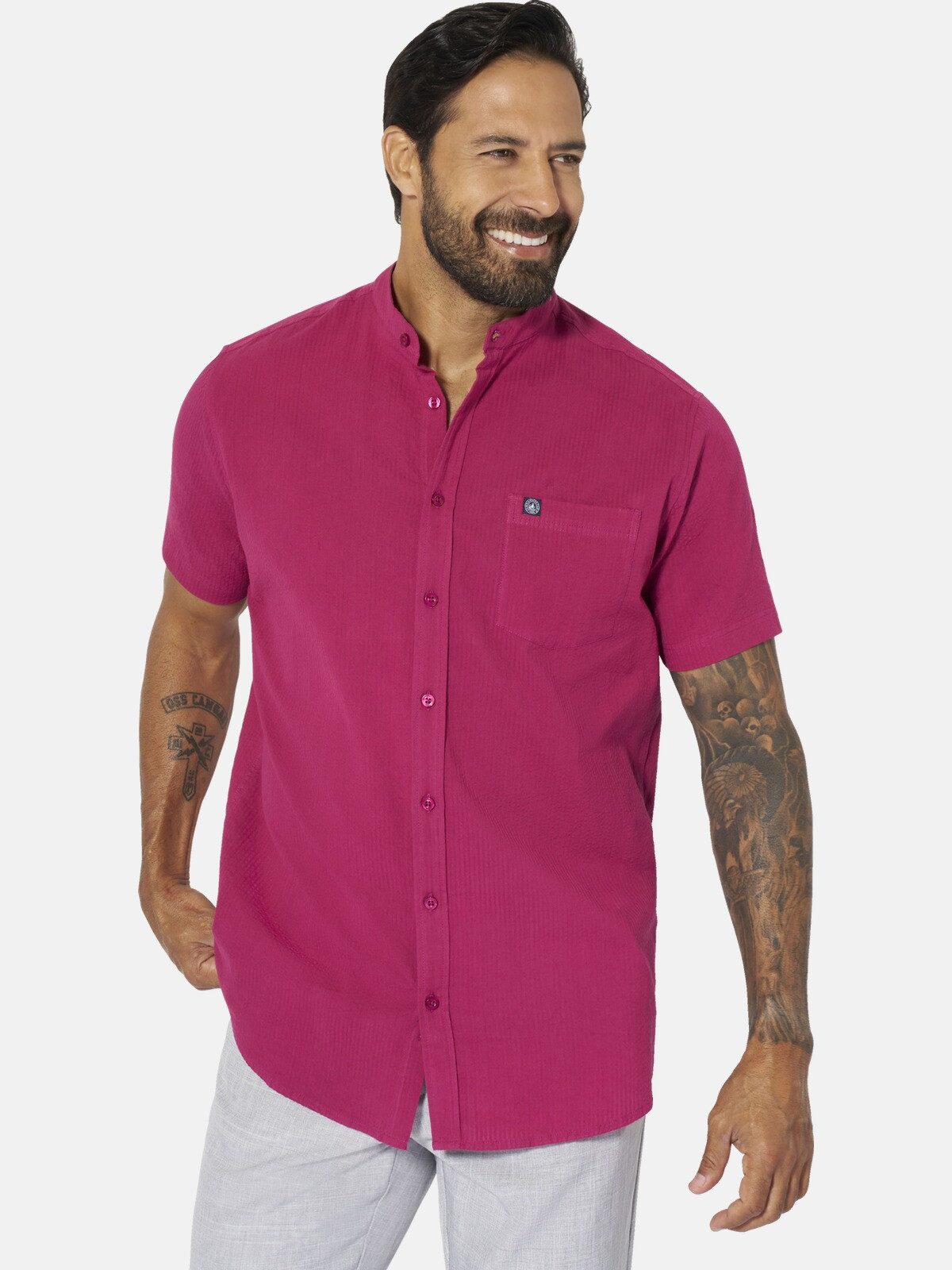 Jan Vanderstorm Kurzarmhemd ALBART in einfarbiger Optik günstig online kaufen