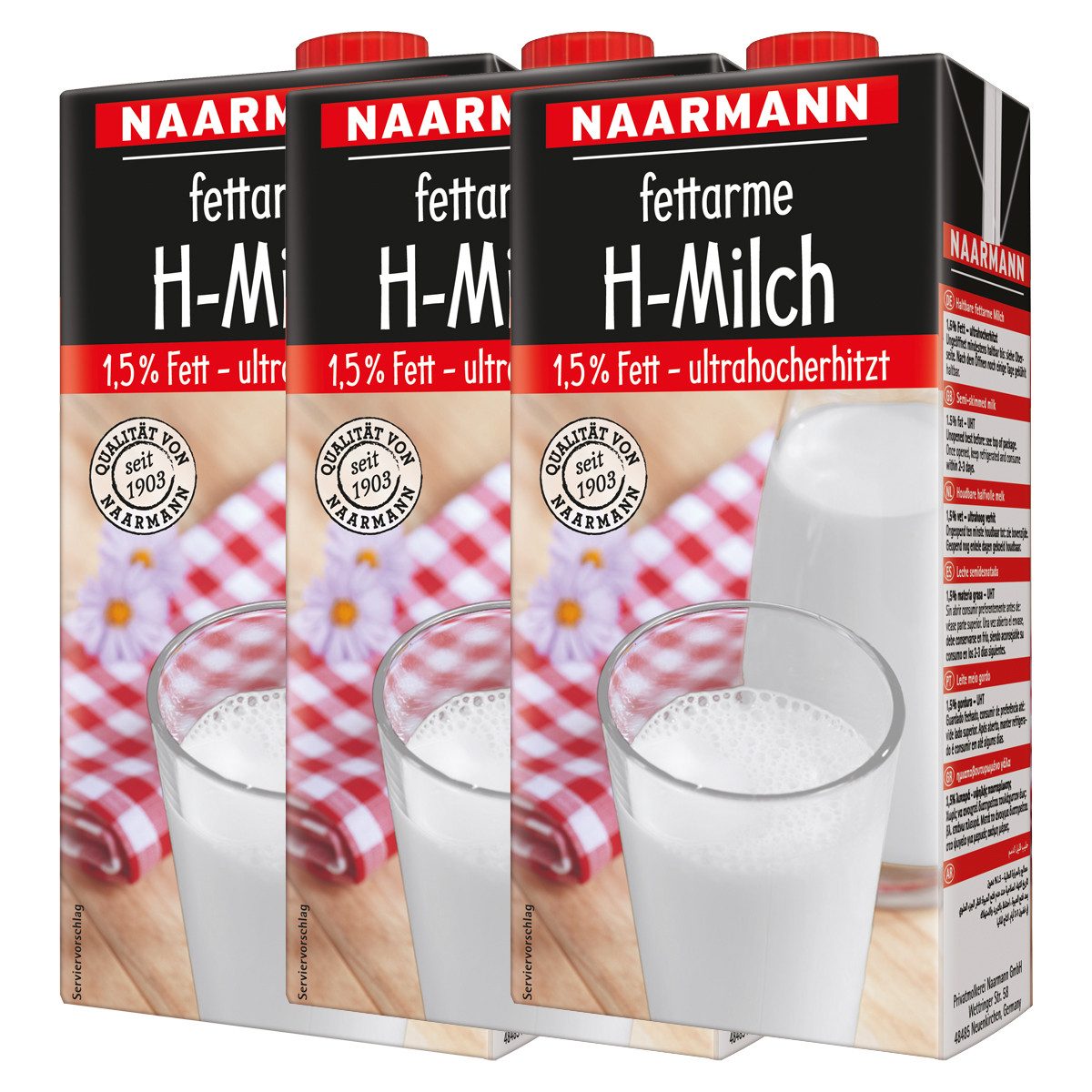 NAARMANN Milch, Naarmann H Milch 1.5 Fett ultrahocherhitzt 1000ml 3er Pack