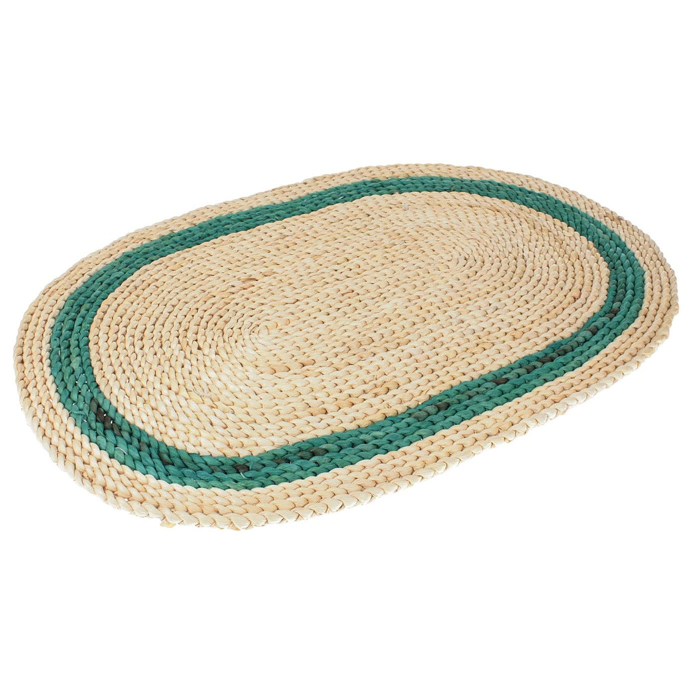 Platzset 4 Stk. Maisstroh oval Natur Grün Platzmatten Strohmatte modern