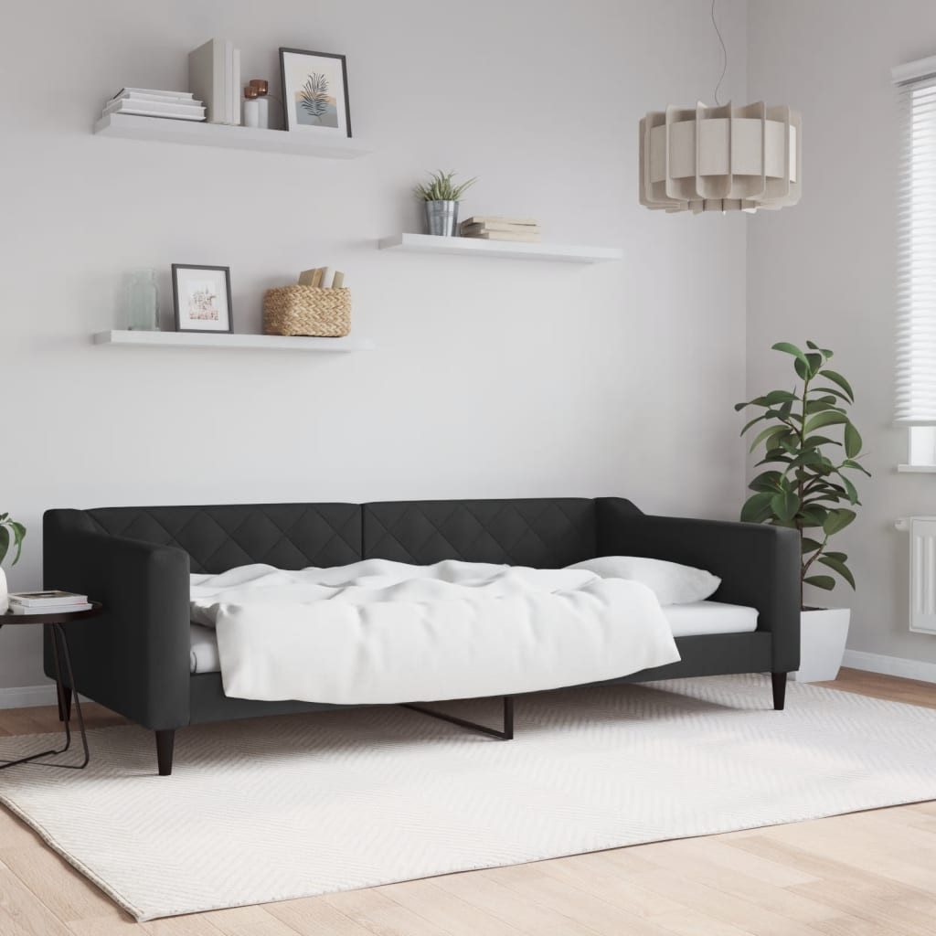 vidaXL Daybed, Tagesbett Schwarz 100x200 cm Stoff