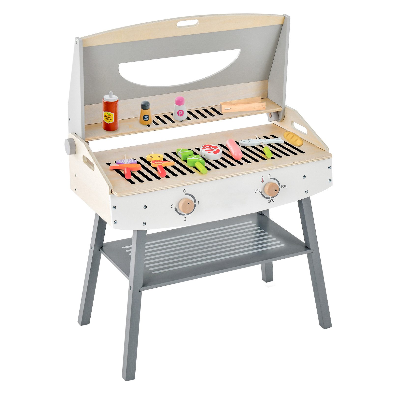 COSTWAY Outdoor-Spielküche Kinderküche Grill, inkl. 18 Teile Zubehör günstig online kaufen