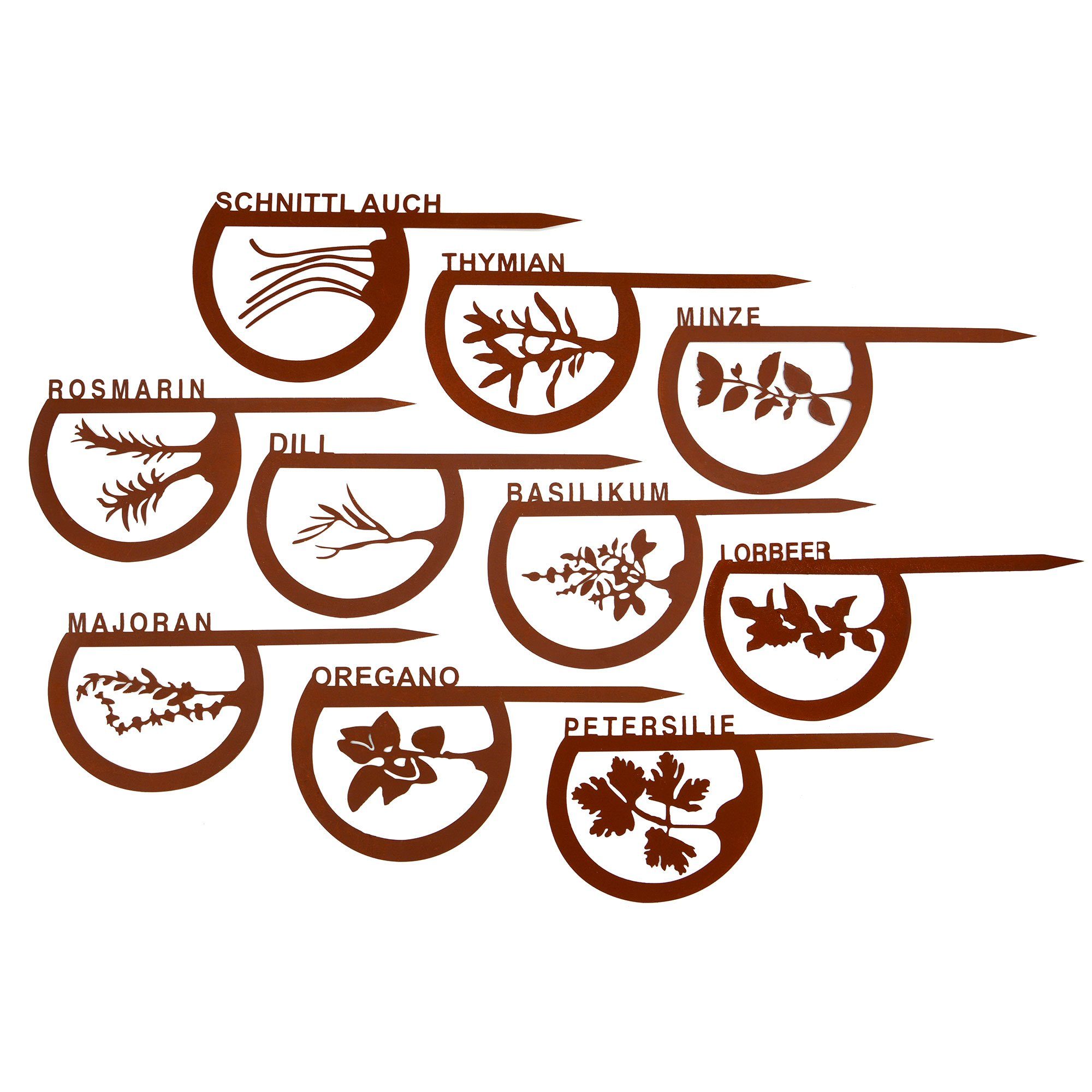 UNUS GARDEN Gartenstecker Kräuterstecker Rostoptik 10er Set Kräuter (10-St. günstig online kaufen