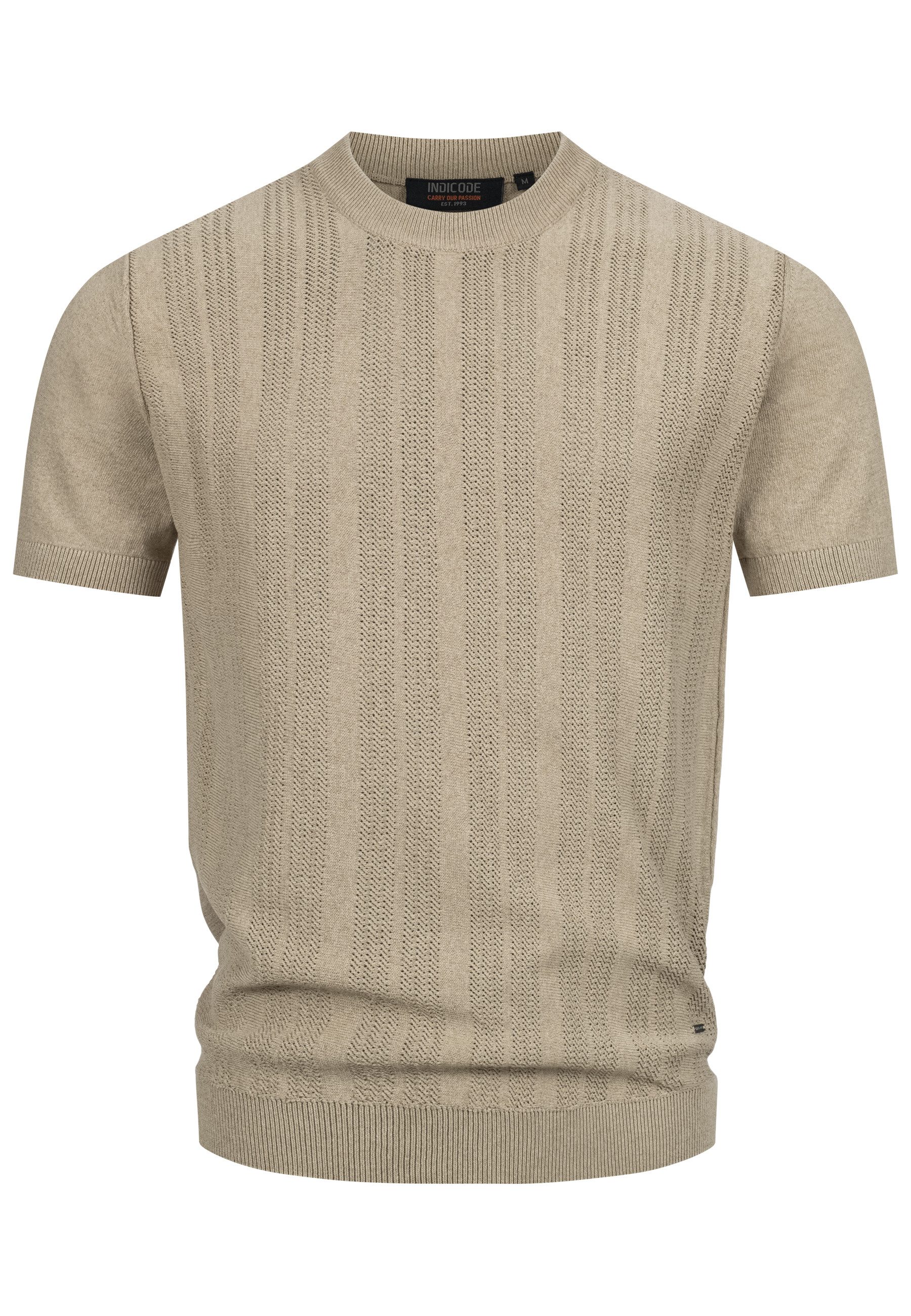 Indicode T-Shirt INVarson mit vertikalem Strickmuster günstig online kaufen