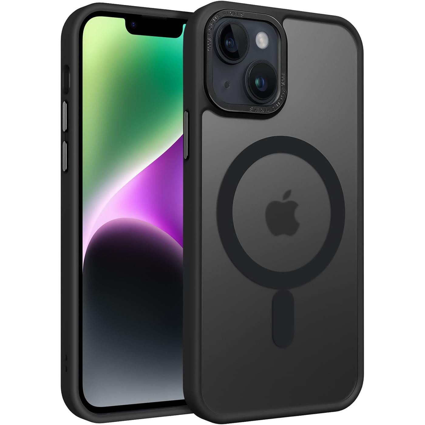 CoolGadget Handyhülle Magnet Hülle für iPhone 14 Schutzhülle mit Metall Kamerarahmen 6,1 Zoll, magnetisches Schutzcase Matt Stoßfest kompatibel mit Magsafe Zubehör