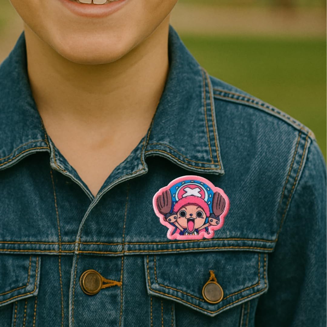 One Piece Aufnäher Bügelbild, Aufbügler, Applikationen, Patches, Flicken, zum aufbügeln, Polyester, Comercial Mercera One Piece Chopper - Größe: 6,5 x 5,4 cm