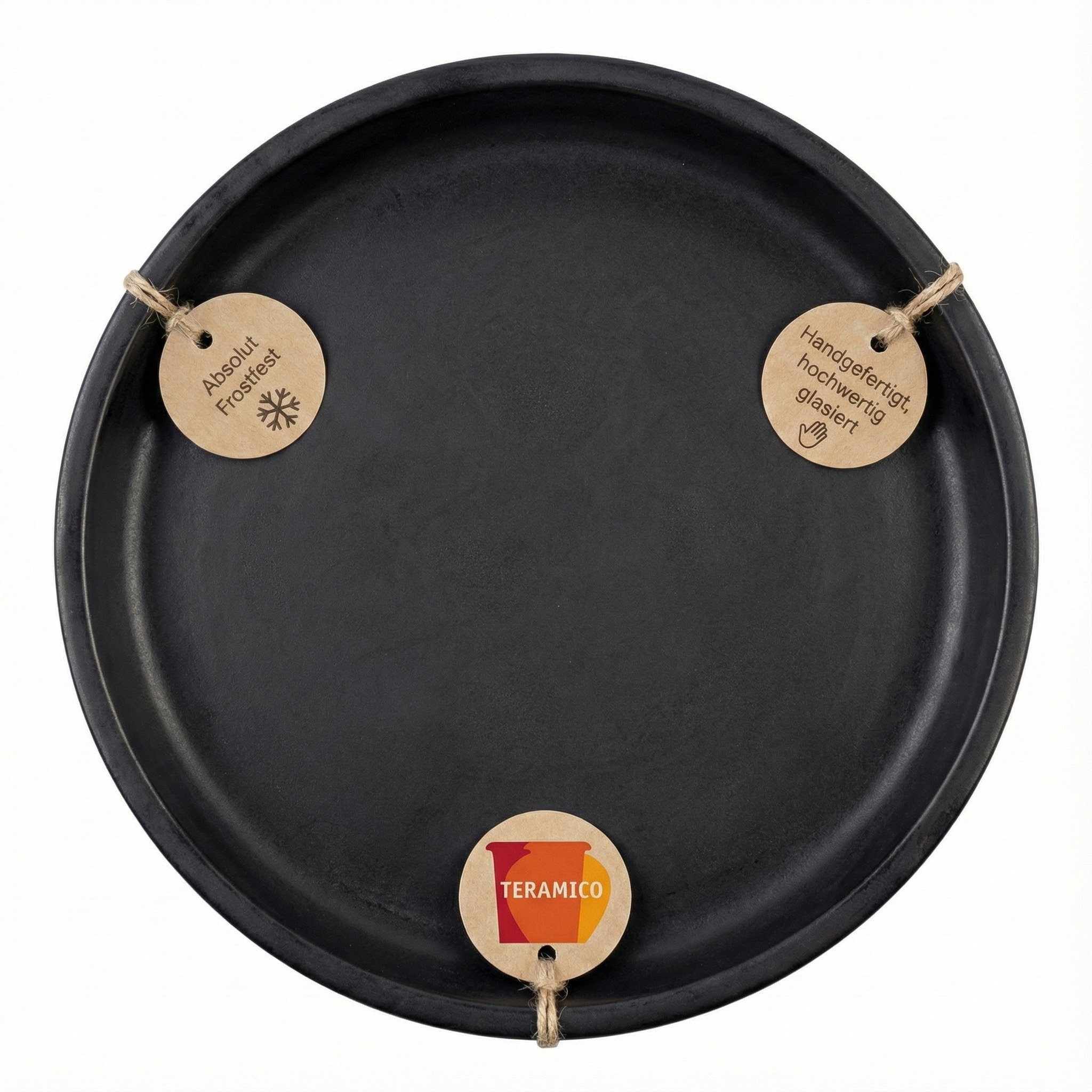 Teramico Blumentopfuntersetzer Keramik Untersetzer Anthrazit – Ø 40 cm (XXL) – Wasserdicht & Handgefe, Zubehör für Alle Holzkisten 50x40x30cm, 100% Frostfest