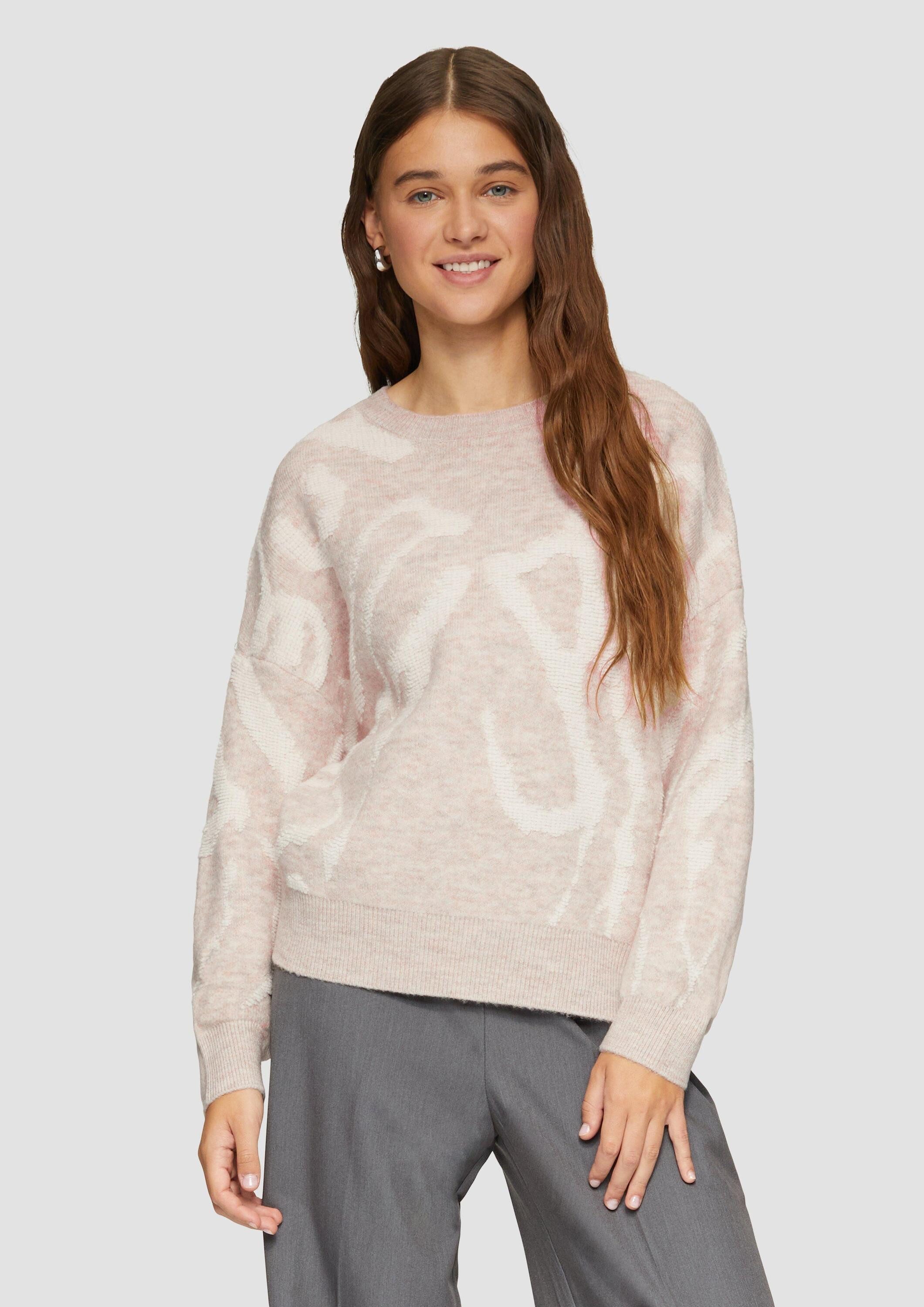 QS Longpullover Strickpullover Jacquard-Pullover in Oversized günstig online kaufen