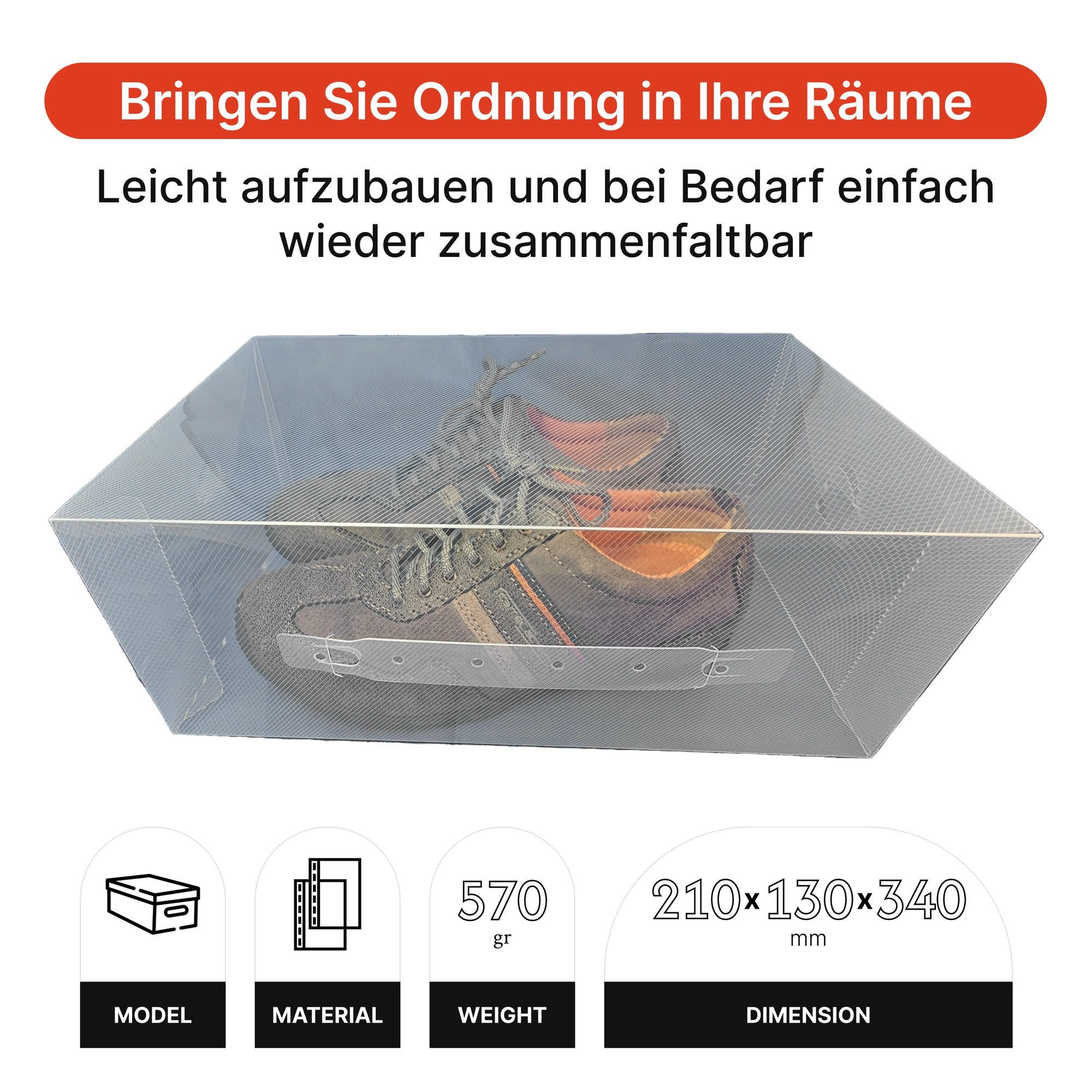 Dynasun Schuhbox Schuhbox PP368XXL (3 St), Schuhkasten Aufbewahrung mit Teiler-Box-System für Schuhe