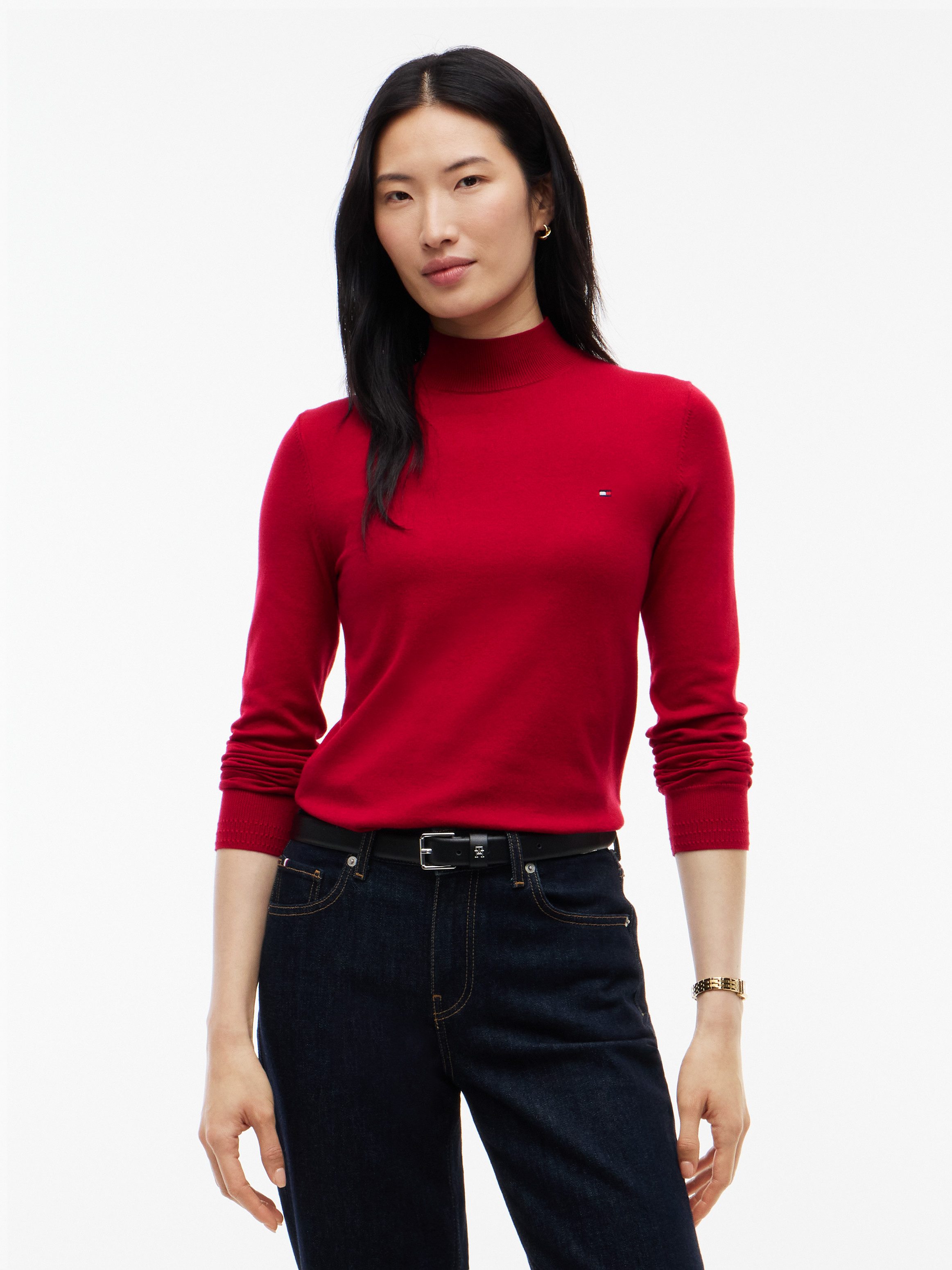 Tommy Hilfiger Strickpullover COTTON JERSEY SLIM MK-NK SWT Baumwollmischung, slim fit