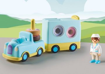 Playmobil® Konstruktions-Spielset Verrückter Donut Truck mit Stapel- und Sortierfunktion (71325), (7 St), Playmobil 1-2-3; Made in Europe