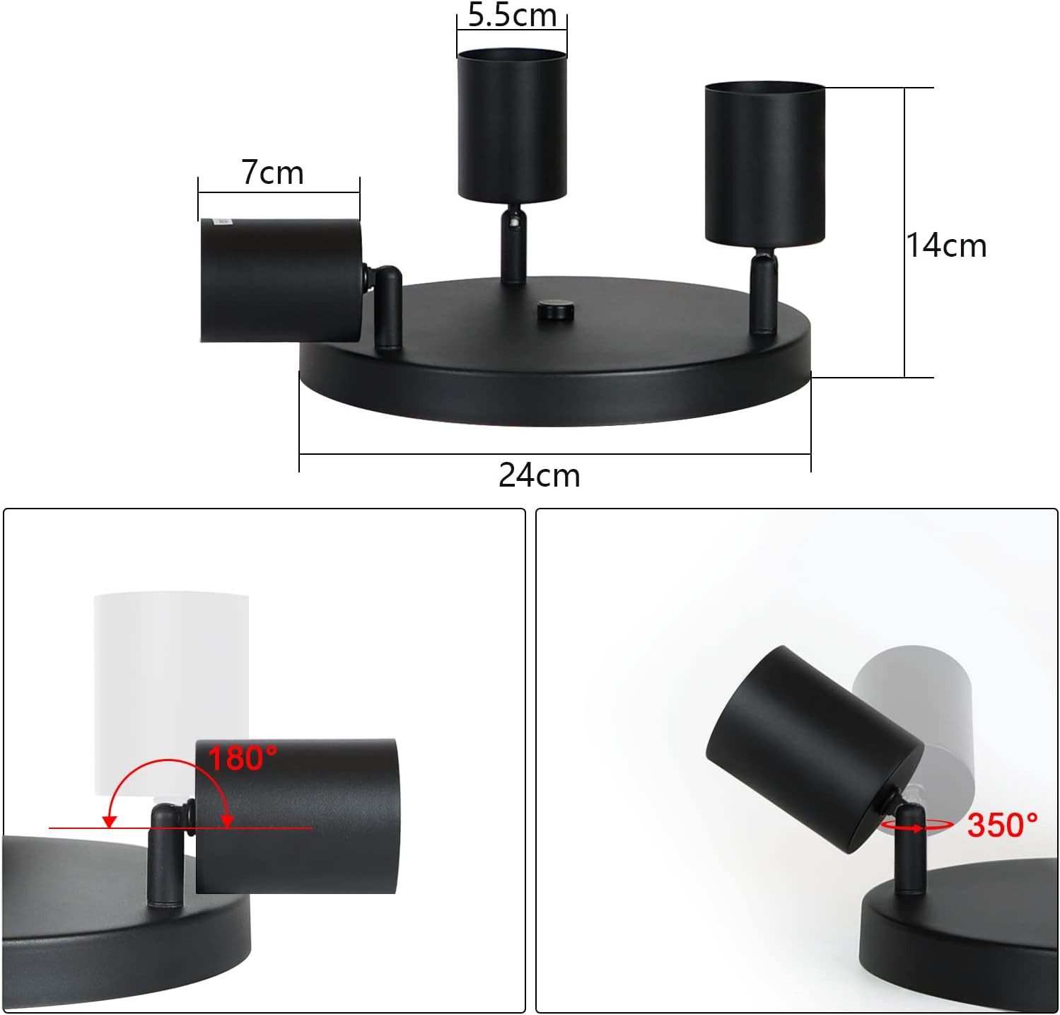 ZMH LED Deckenstrahler Modern Deckenleuchte- GU10 Drehbar Wandstrahler 350° günstig online kaufen