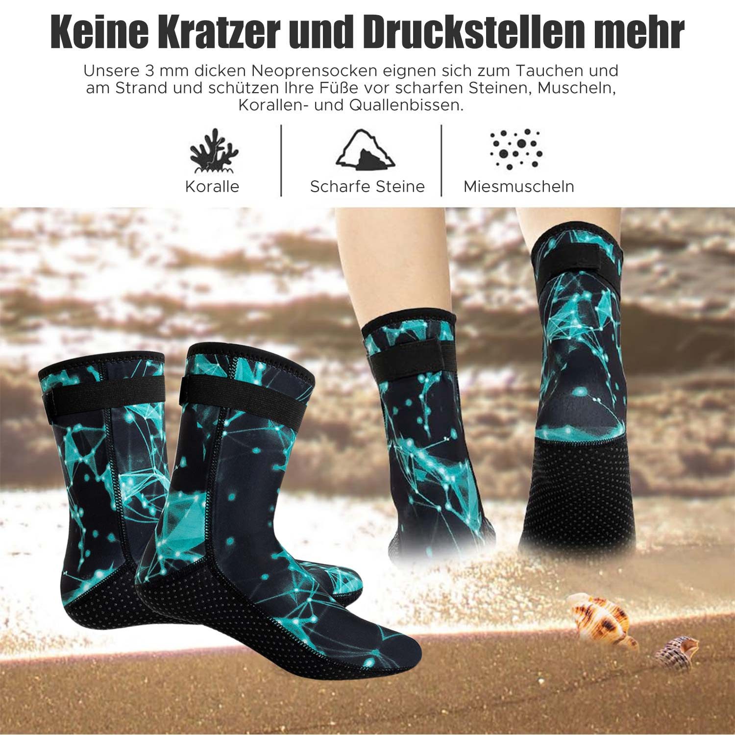 Refttenw Neoprensocken 3mm Neopren Tauchsocken,rutschfest, wasserdicht Klet günstig online kaufen