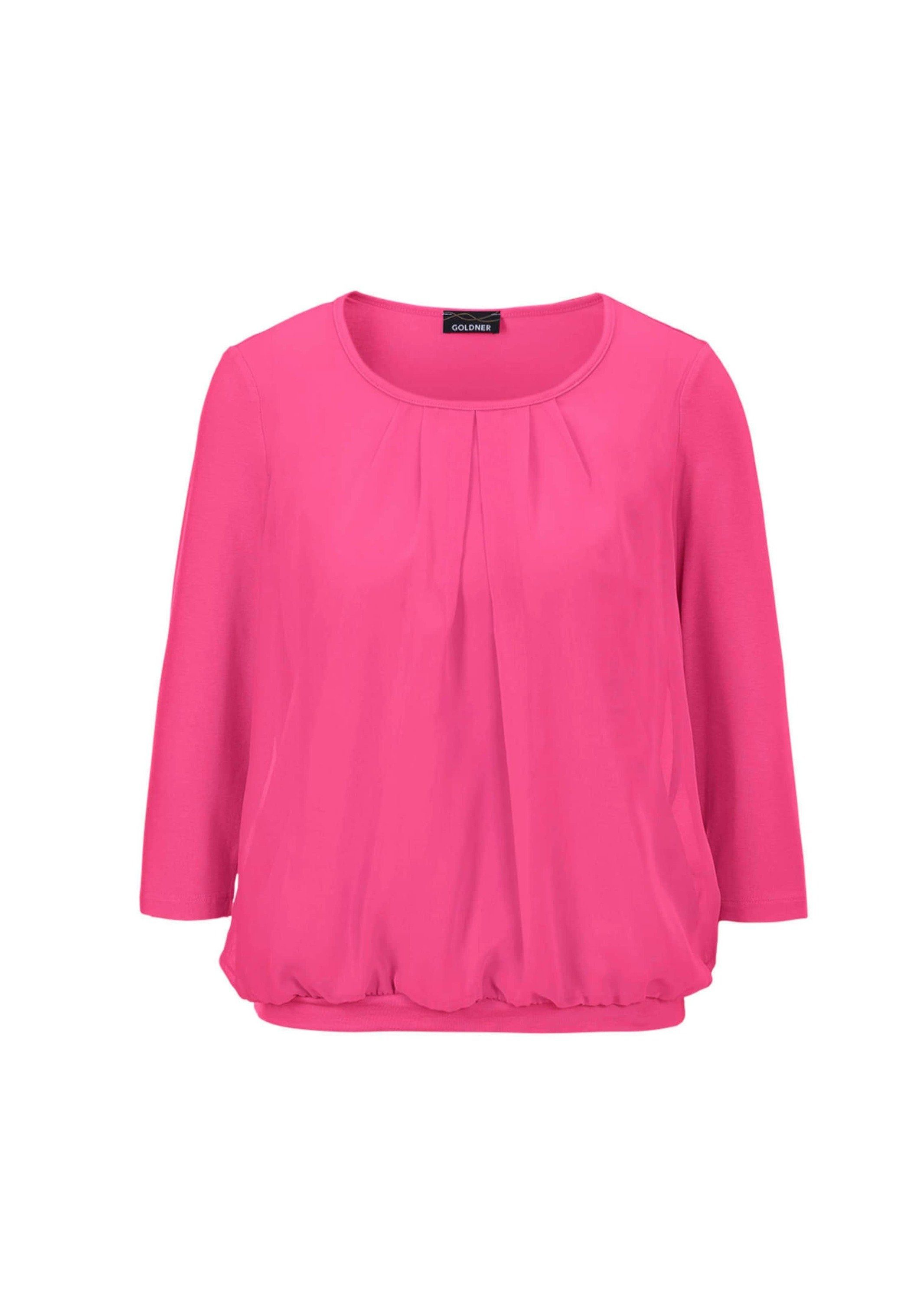 GOLDNER Kurzarmbluse Gepflegtes eleganter Shirt pink Blusen-Optik in