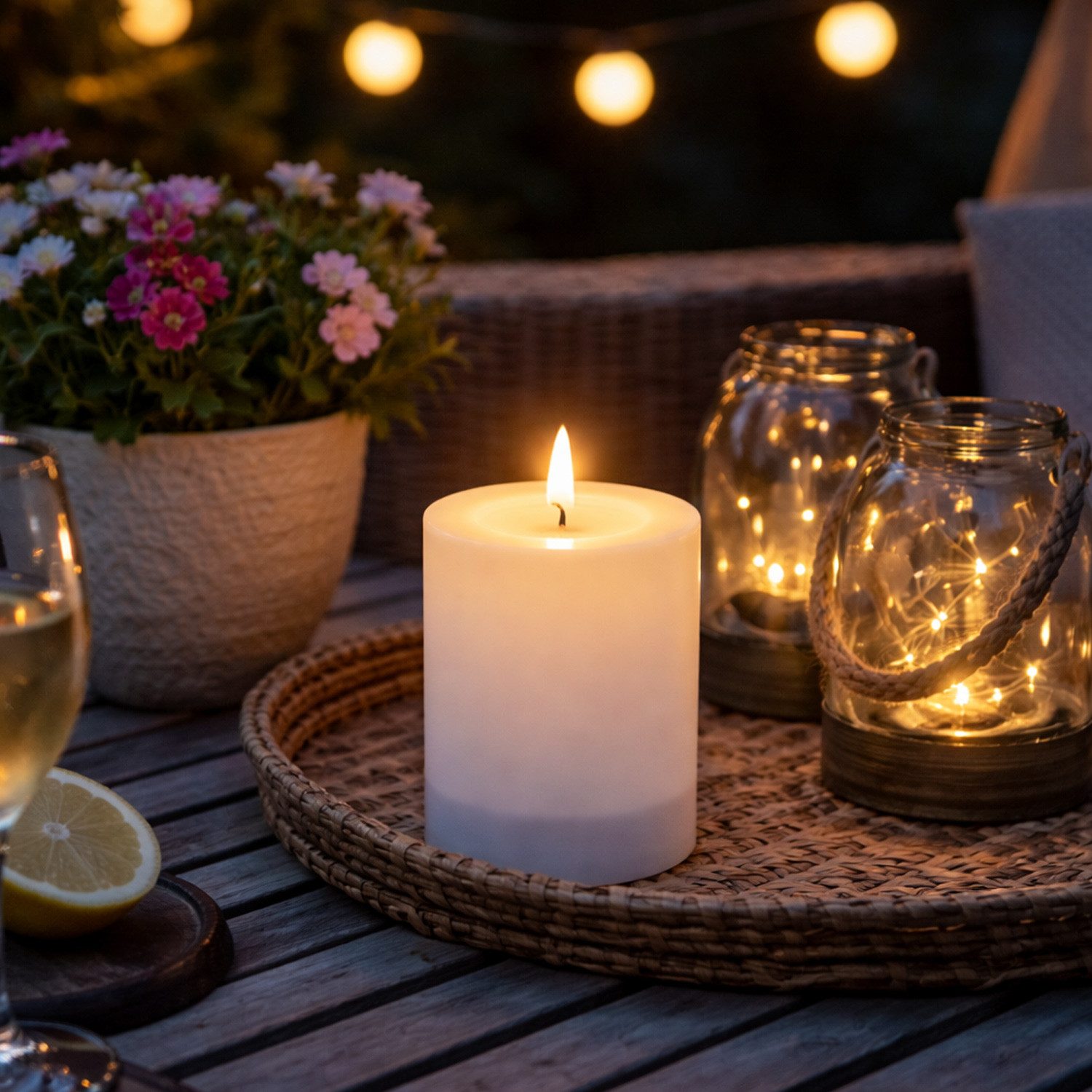 MARELIDA LED-Kerze LED Solar Kerze für Außen Garten Outdoorkerze 7,5x12,5cm Lichtsensor
