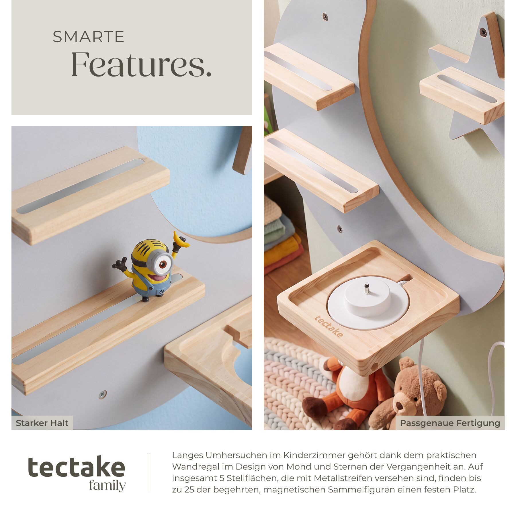 tectake Wandregal Tonie Regal Magnetisches für bis zu 25 Figuren, Toniebox geeignet, Tonie Regal MyLittleStory Star 1-tlg., Mit unsichtbarer Aufhängung und inte – Bild 4 von 5