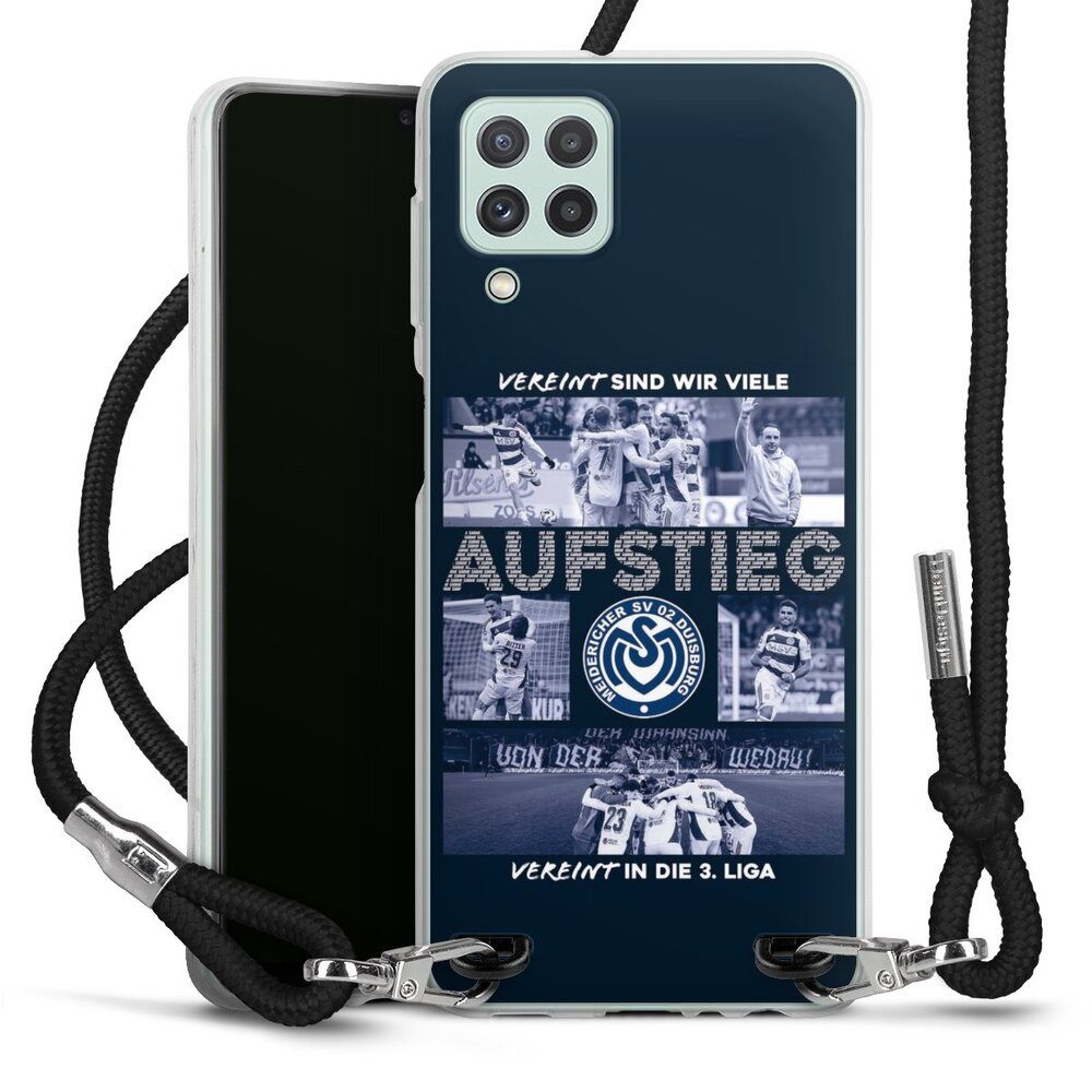 DeinDesign Handyhülle MSV Duisburg Aufstieg Offizielles Lizenzprodukt, Samsung Galaxy A22 4G Handykette Hülle mit Band Case zum Umhängen