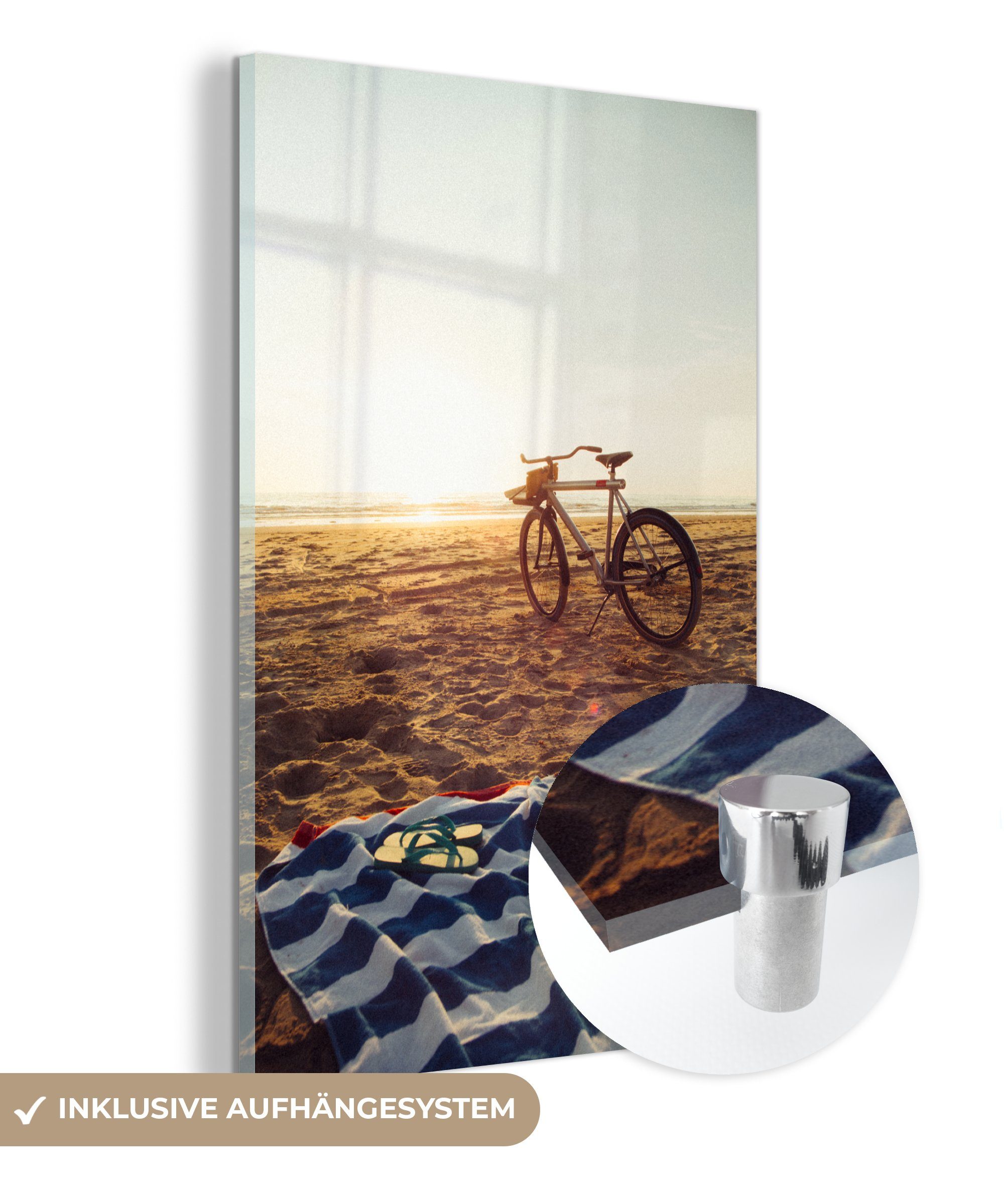 (1 Wanddekoration Acrylglasbild Fahrrad Strand auf Glasbilder Foto Bilder - - - Wandbild auf - MuchoWow St), - Glas Glas Handtuch,