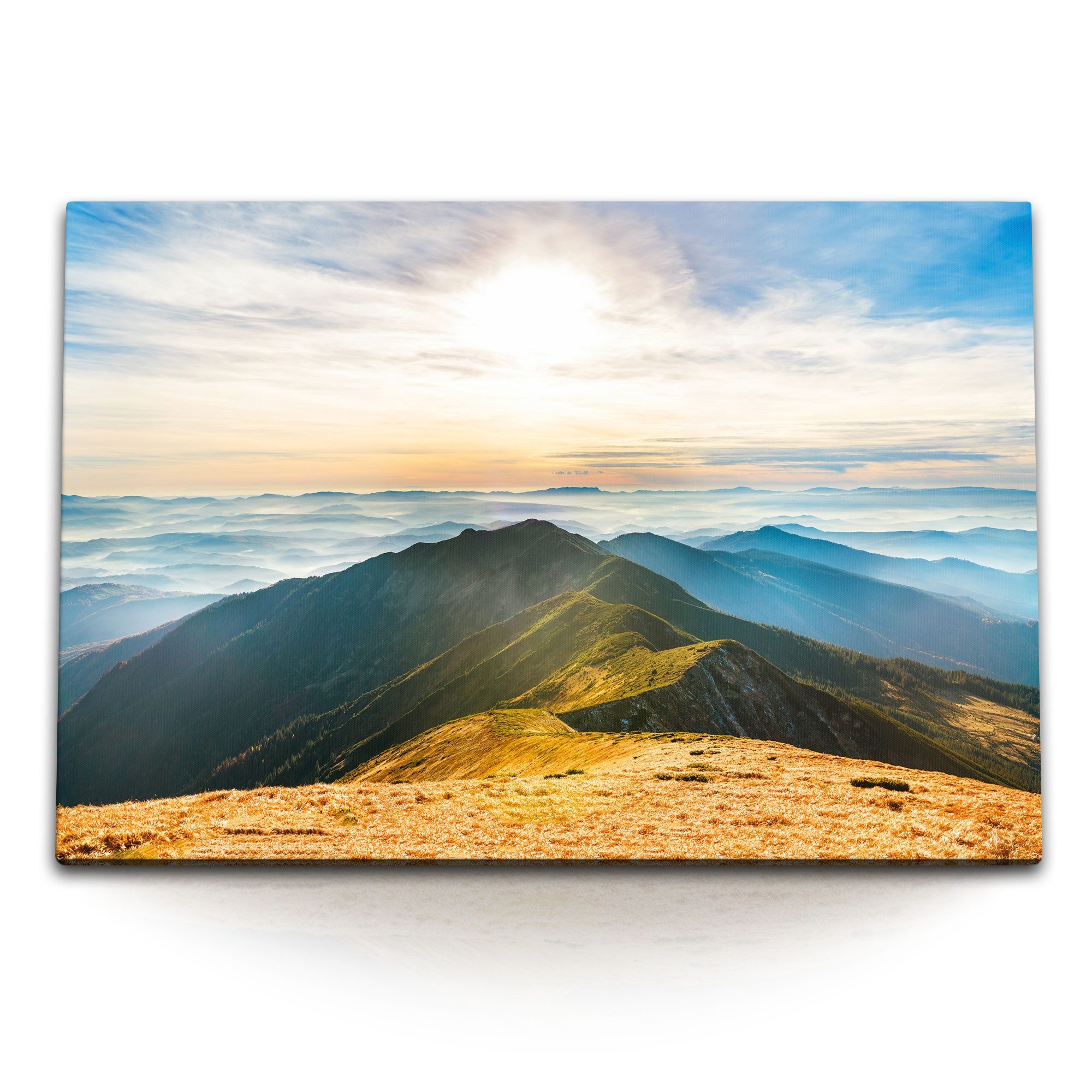 Leinwandbild 120x80cm Wandbild auf Leinwand Berge Gebirge Bergkette Natur Landschaf