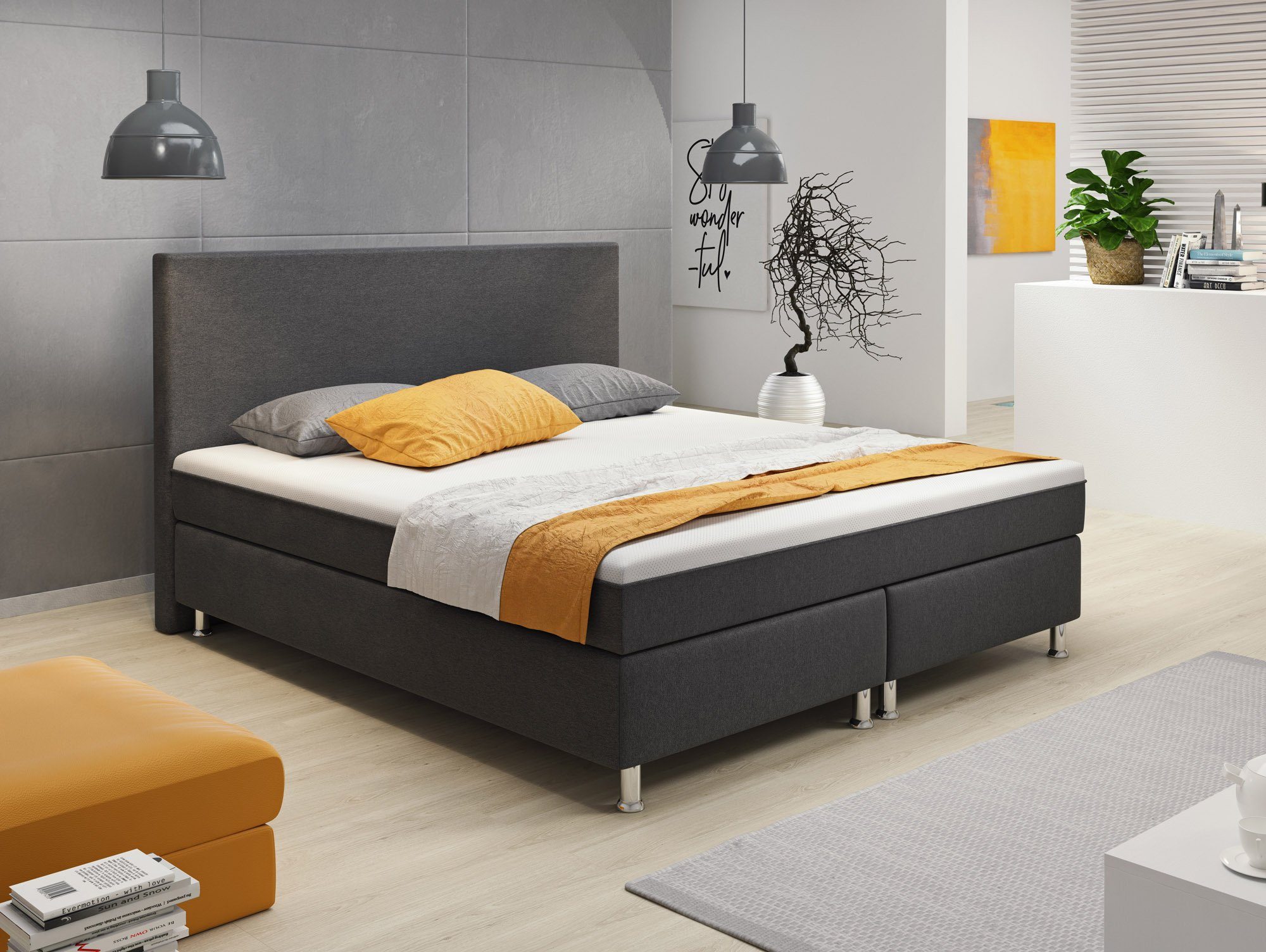 inter Boxspringbett Berlin 180x200 cm Doppelbett (Boxspringbett Set, Boxspr günstig online kaufen