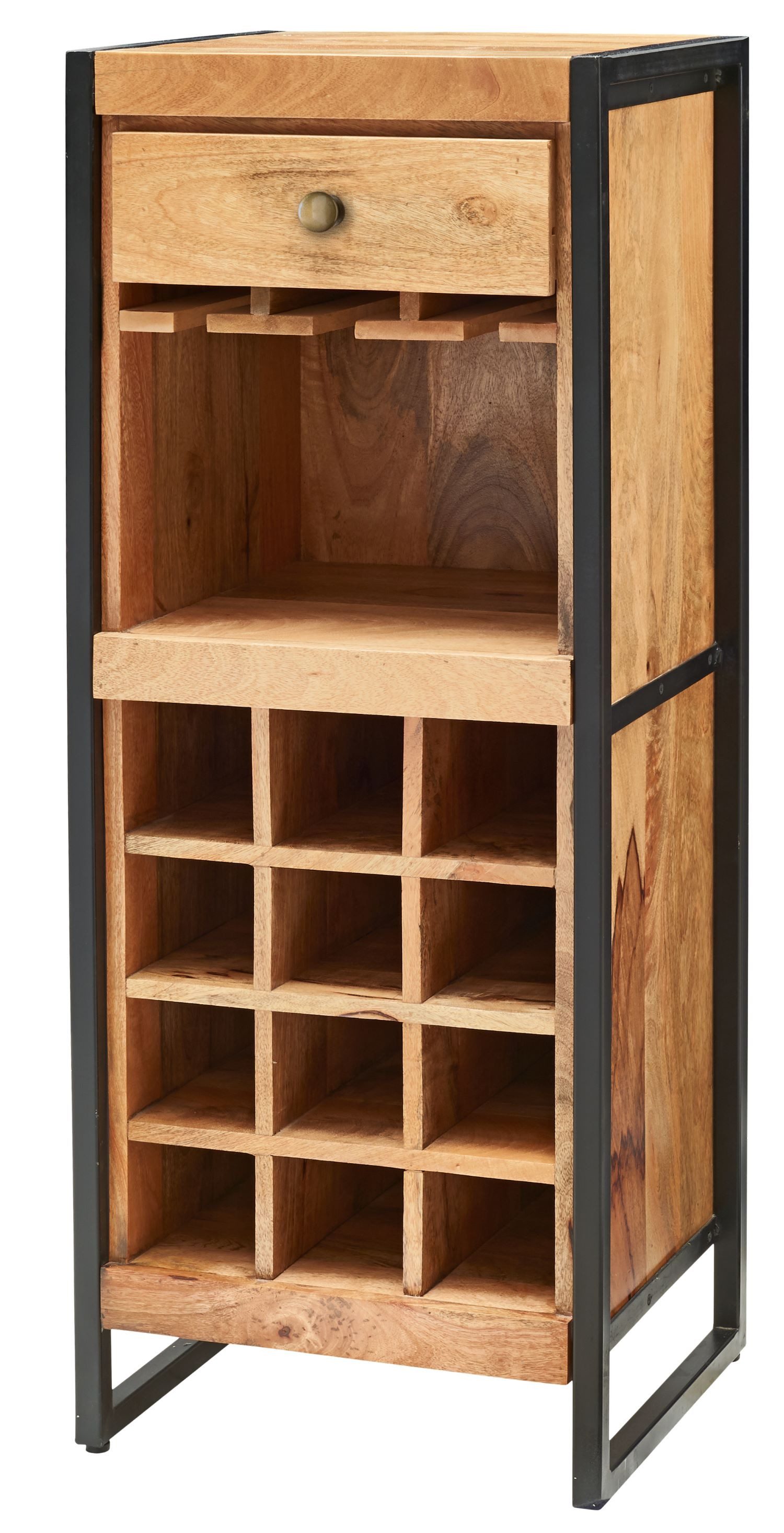bene living Weinregal Fontana - 51 cm - Mangoholz, Massivholz - Flaschenfäc günstig online kaufen