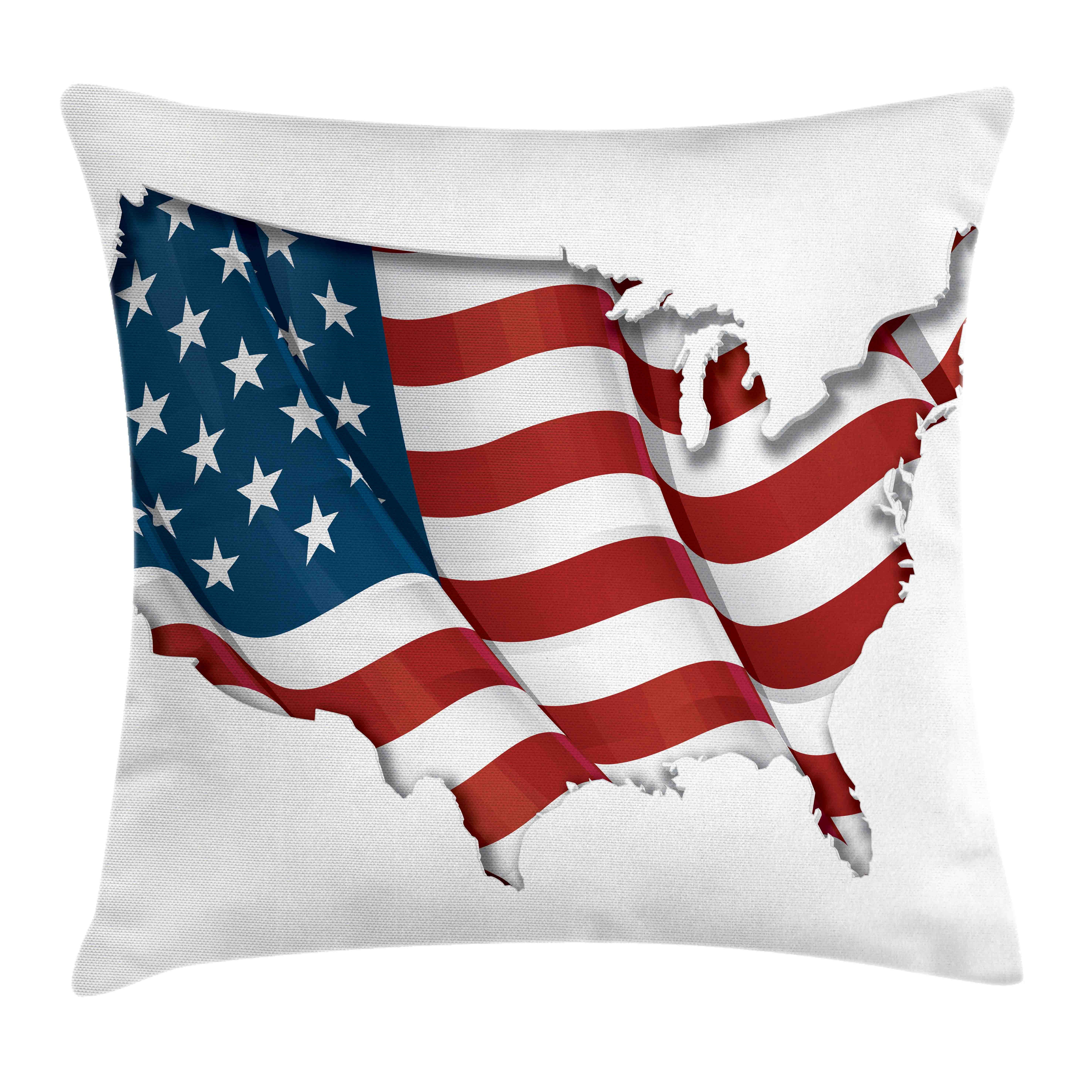 (1 Kissenhülle Reißverschluss Klaren Beidseitiger Druck, Waschbar Stück), Abakuhaus mit Farbfesten Kissenbezüge amerikanisch USA-Flagge schwenkt Patriotische mit Farben