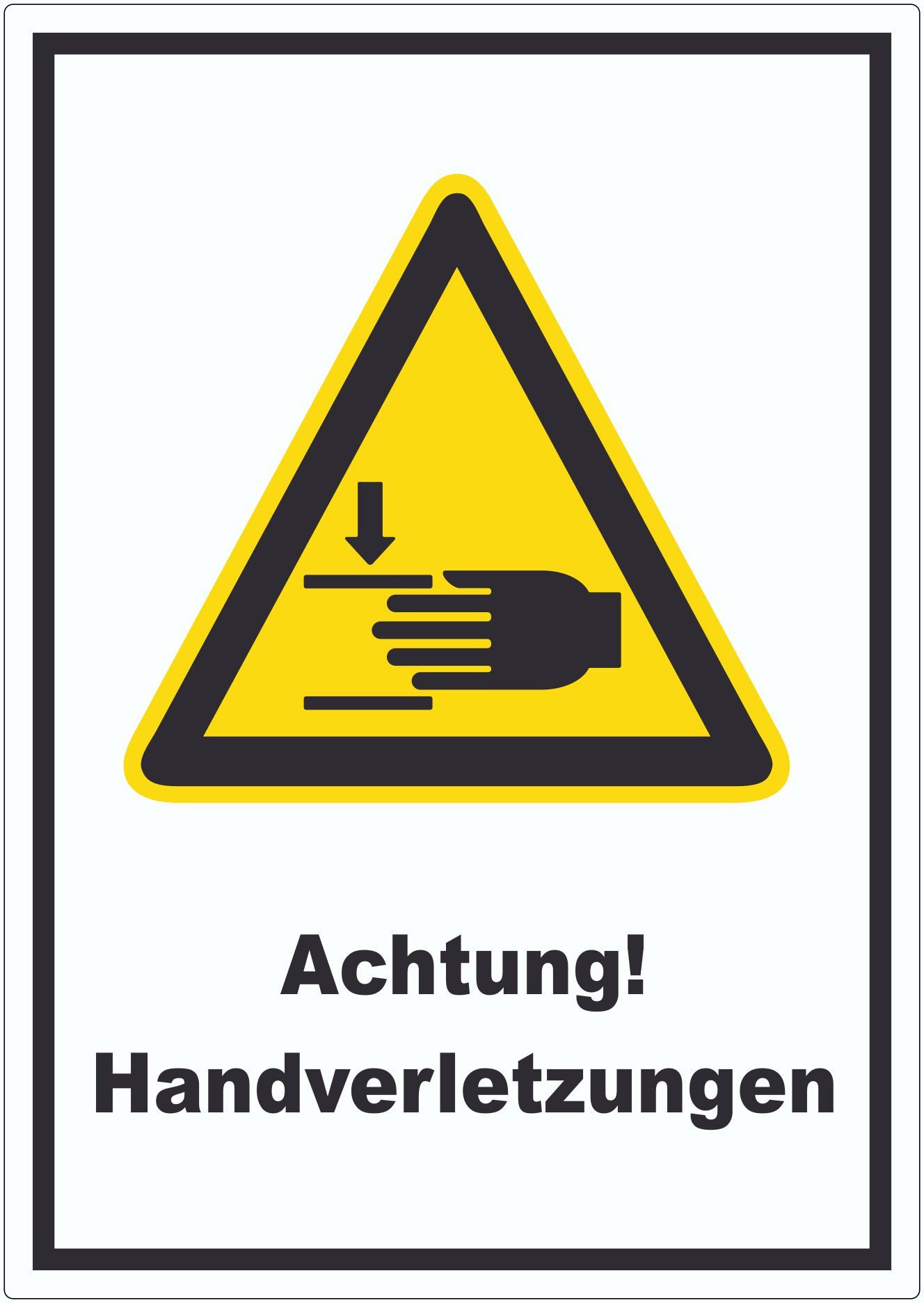 HB-Druck Aufkleber Achtung Handverletzungen Aufkleber, wetterfest, UV-beständig, kratzfest