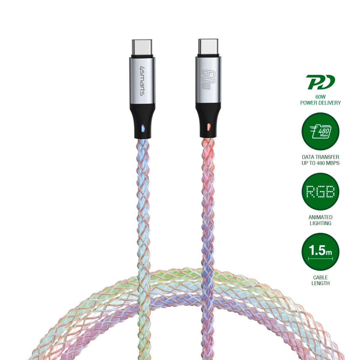 4smarts 4smarts USB-C Kabel RGBCord 60W 1,5m Induktions-Ladegerät