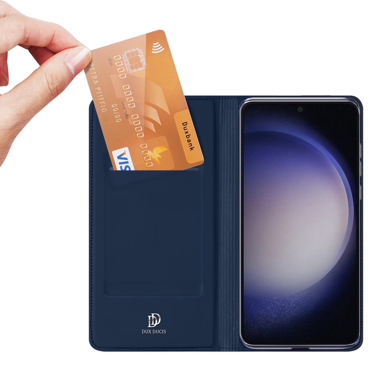 Dux Ducis Brieftasche Brieftaschenetui Blau Samsung mit FE S23 kompatibel mit Galaxy Ständer