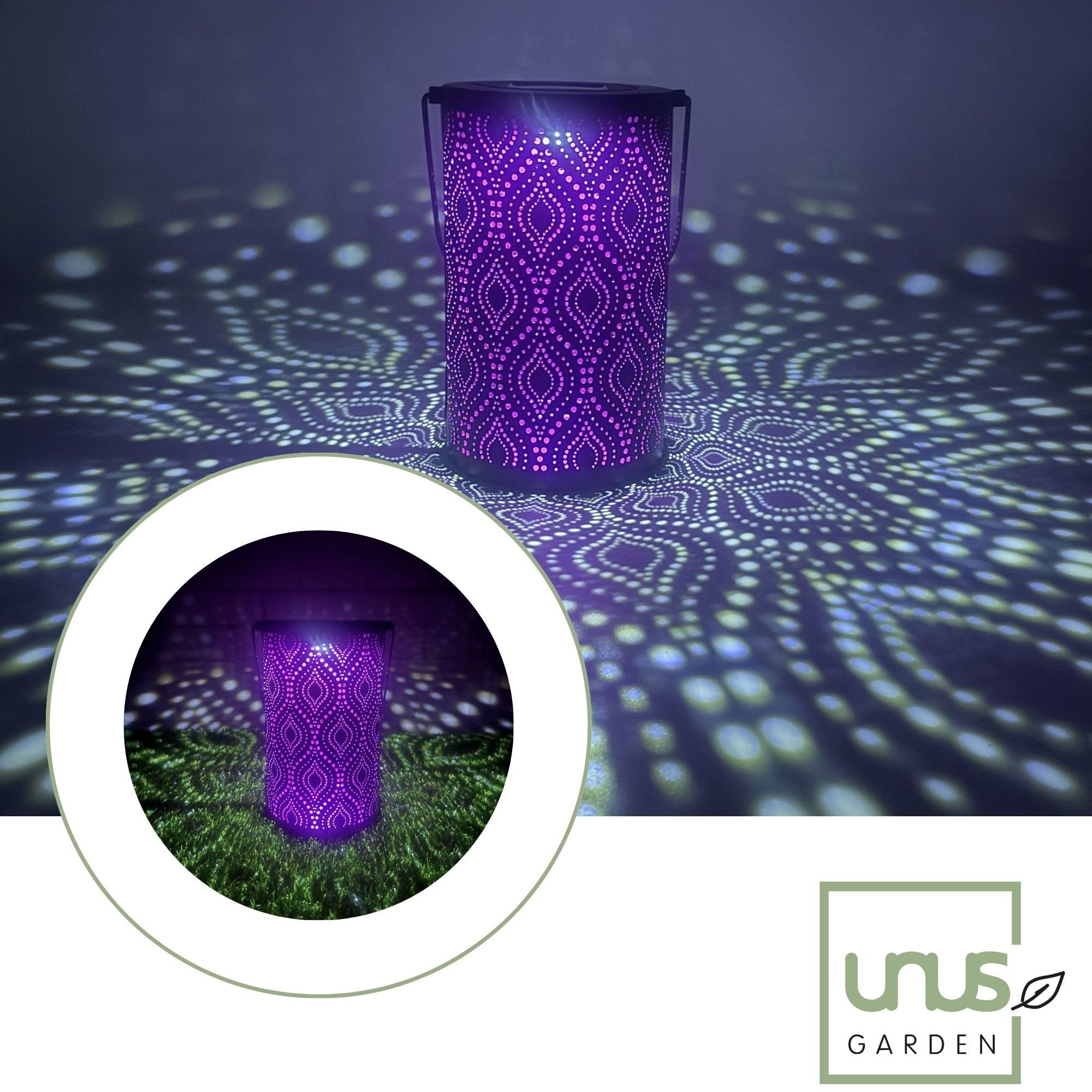 UNUS GARDEN LED Solarleuchte Solar-Laterne, Lichteffekt Metall Solar Latern günstig online kaufen